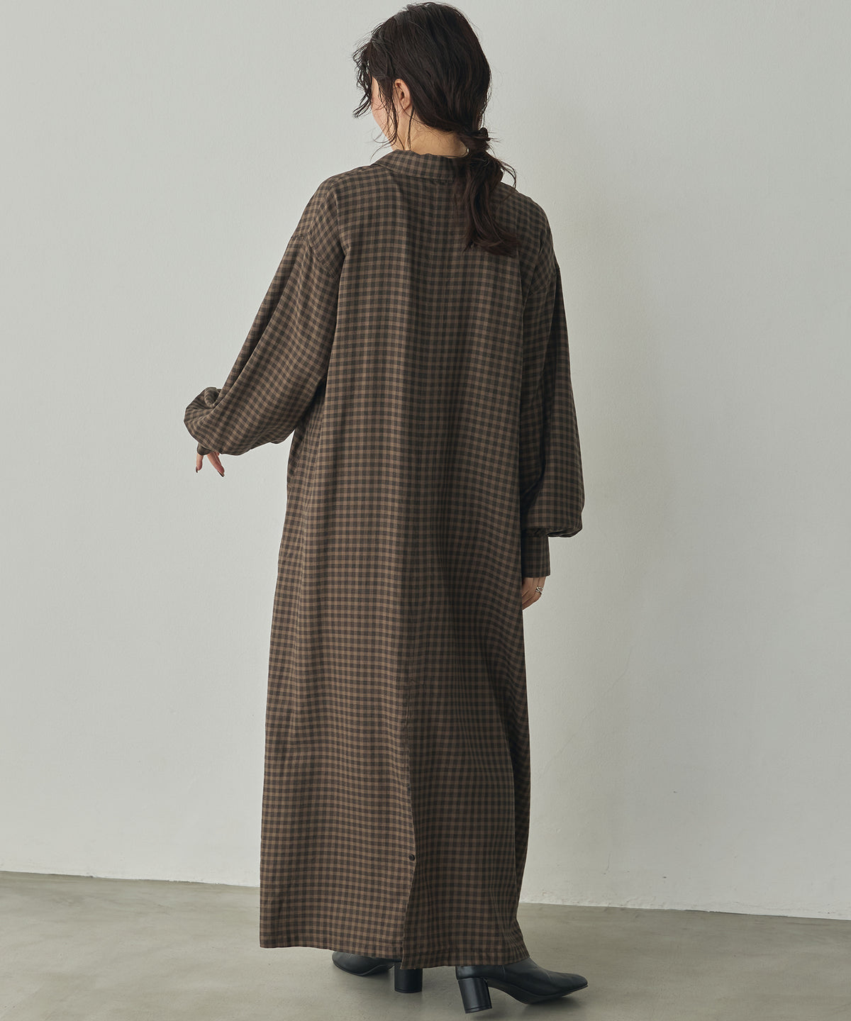 HALF-ZIP CHECKERED DRESS