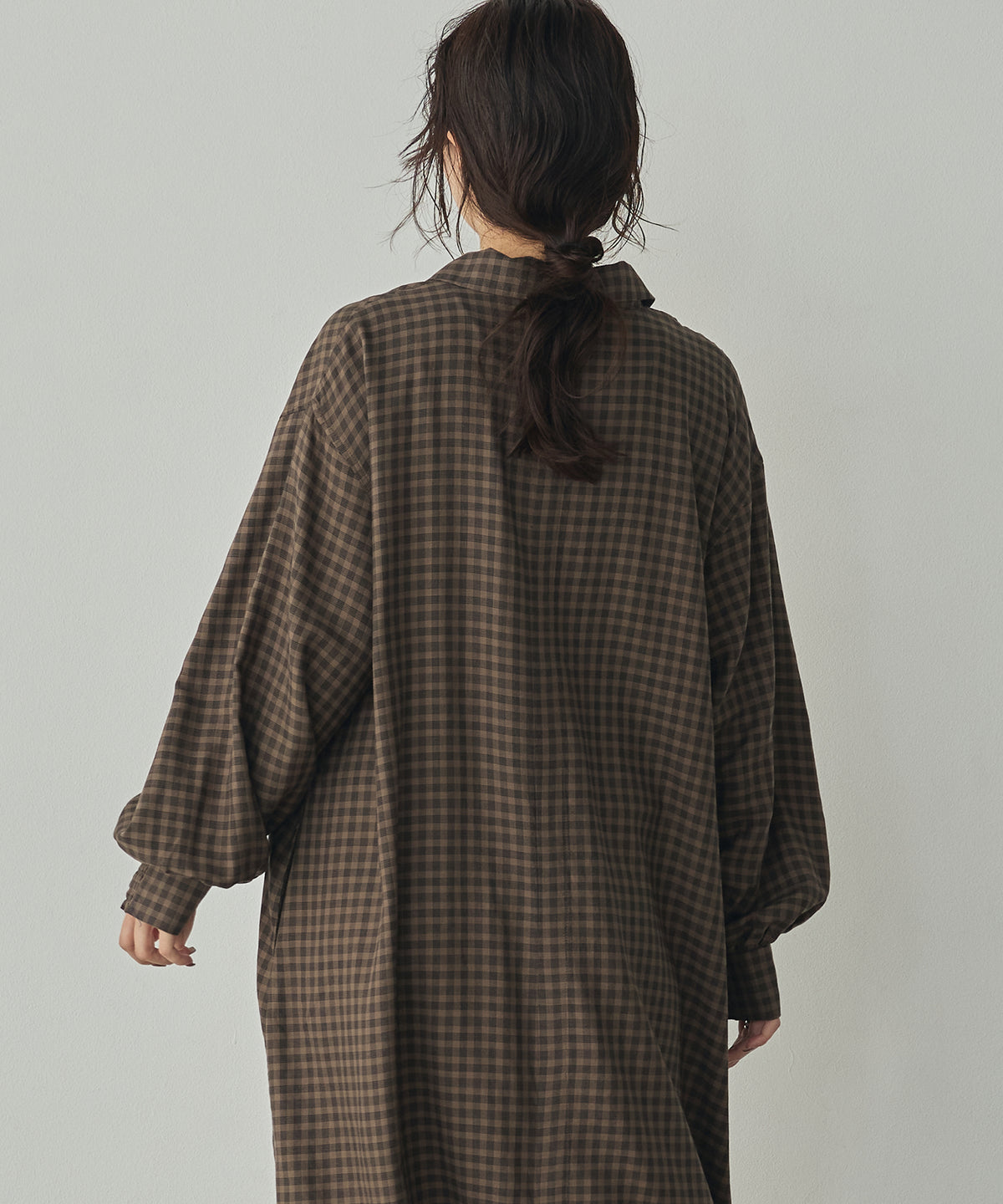 HALF-ZIP CHECKERED DRESS