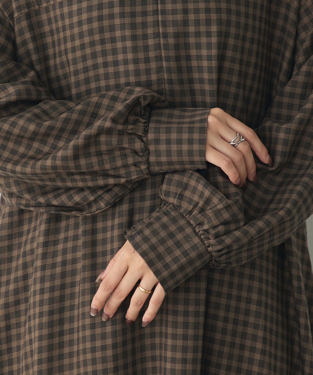 HALF-ZIP CHECKERED DRESS