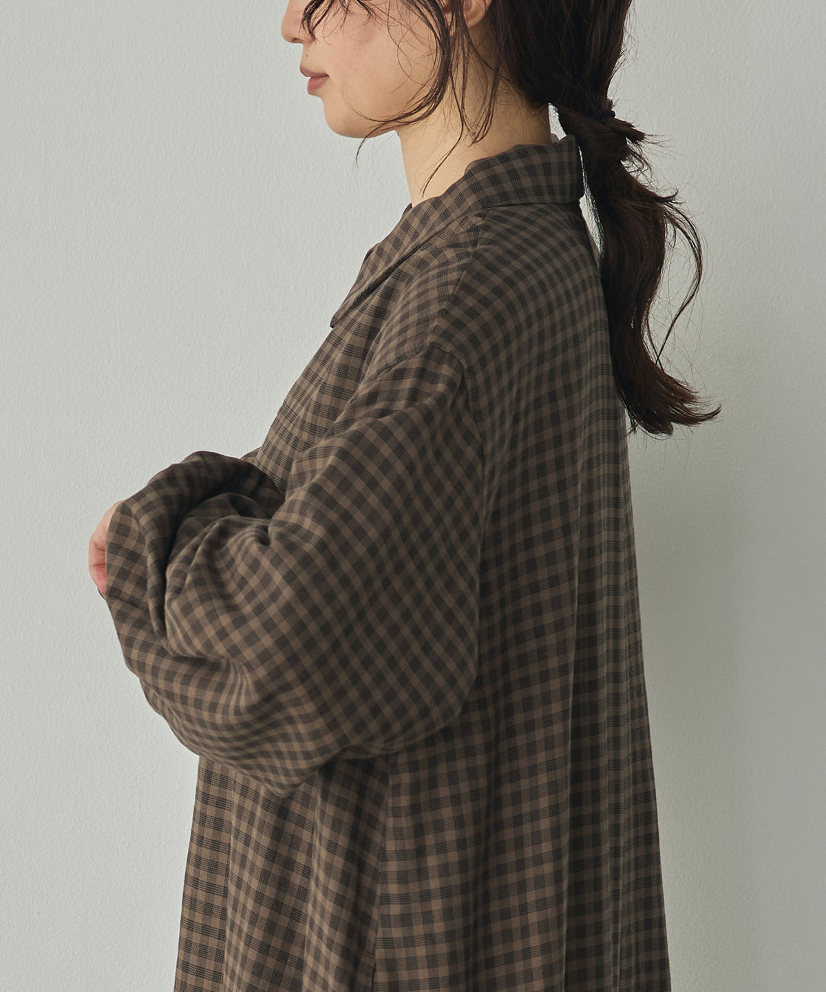 HALF-ZIP CHECKERED DRESS