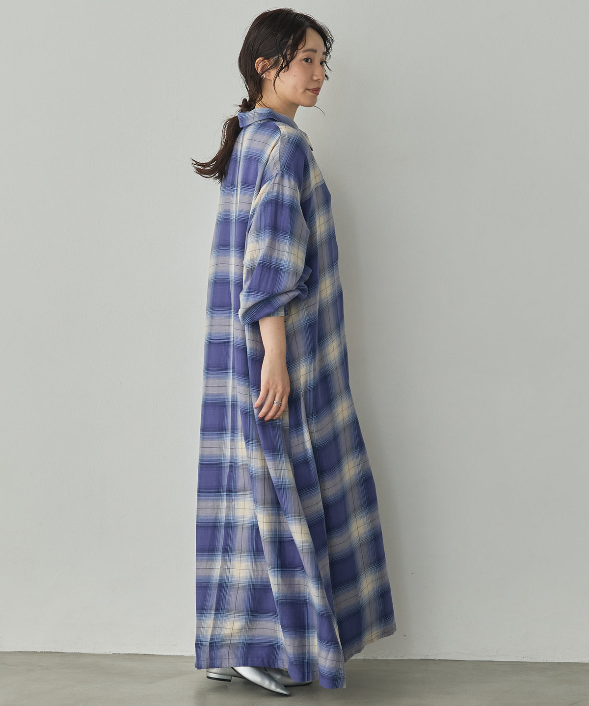 HALF-ZIP CHECKERED DRESS