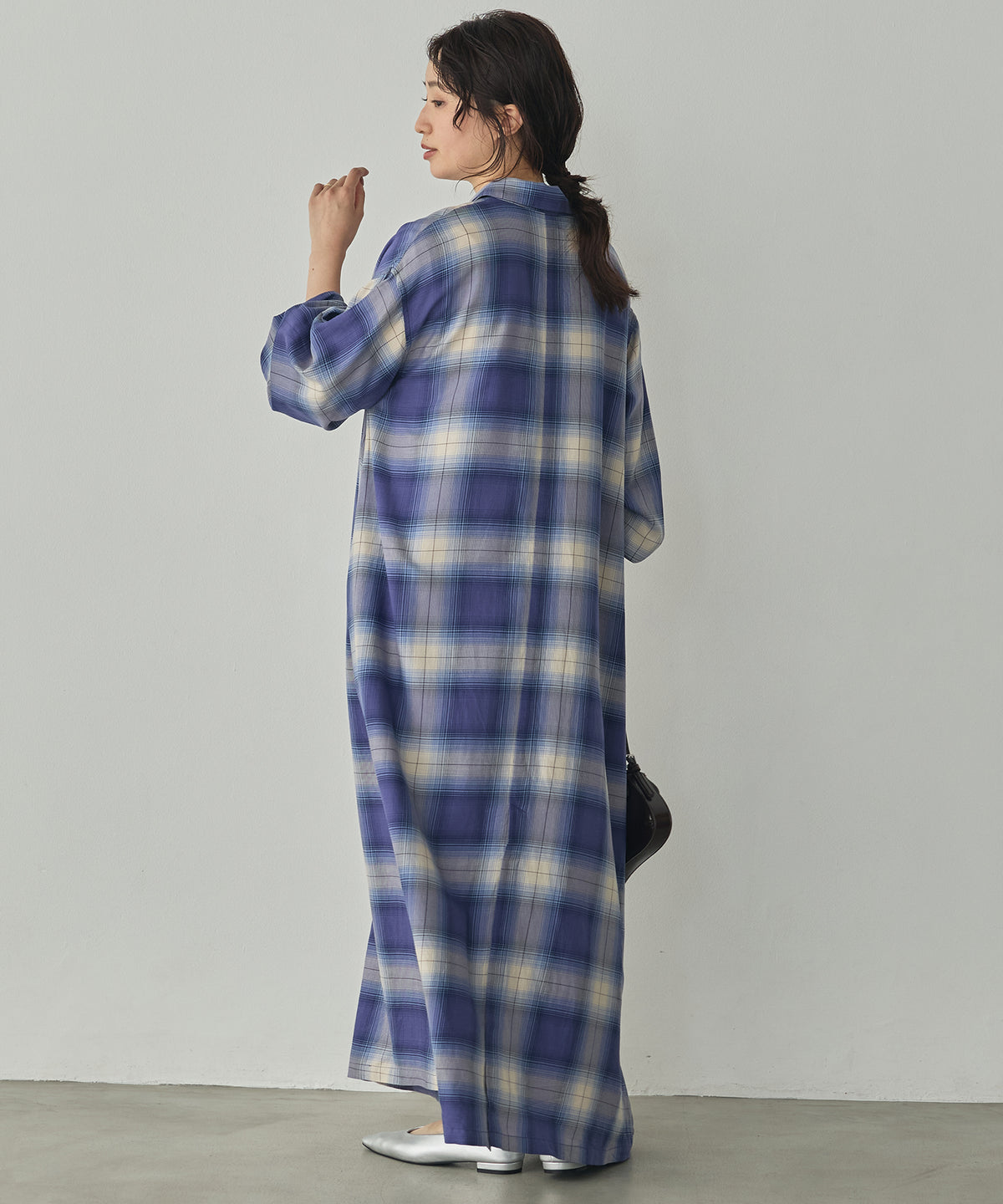 HALF-ZIP CHECKERED DRESS