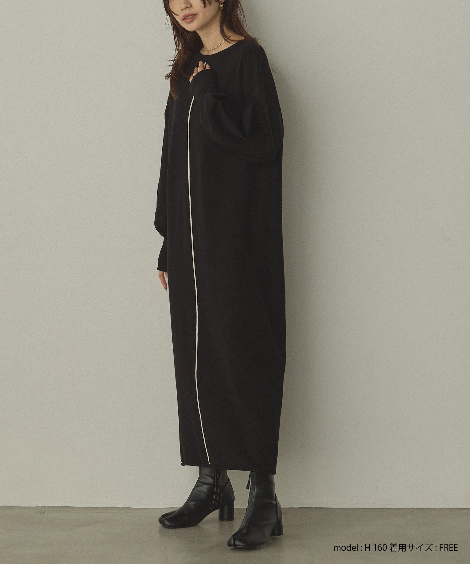 【静電気防止】やわもちヤーン ぽわん袖ワンピース