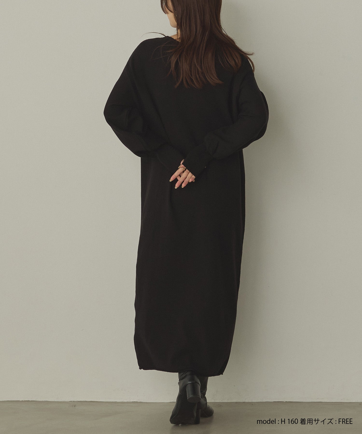 【静電気防止】やわもちヤーン ぽわん袖ワンピース