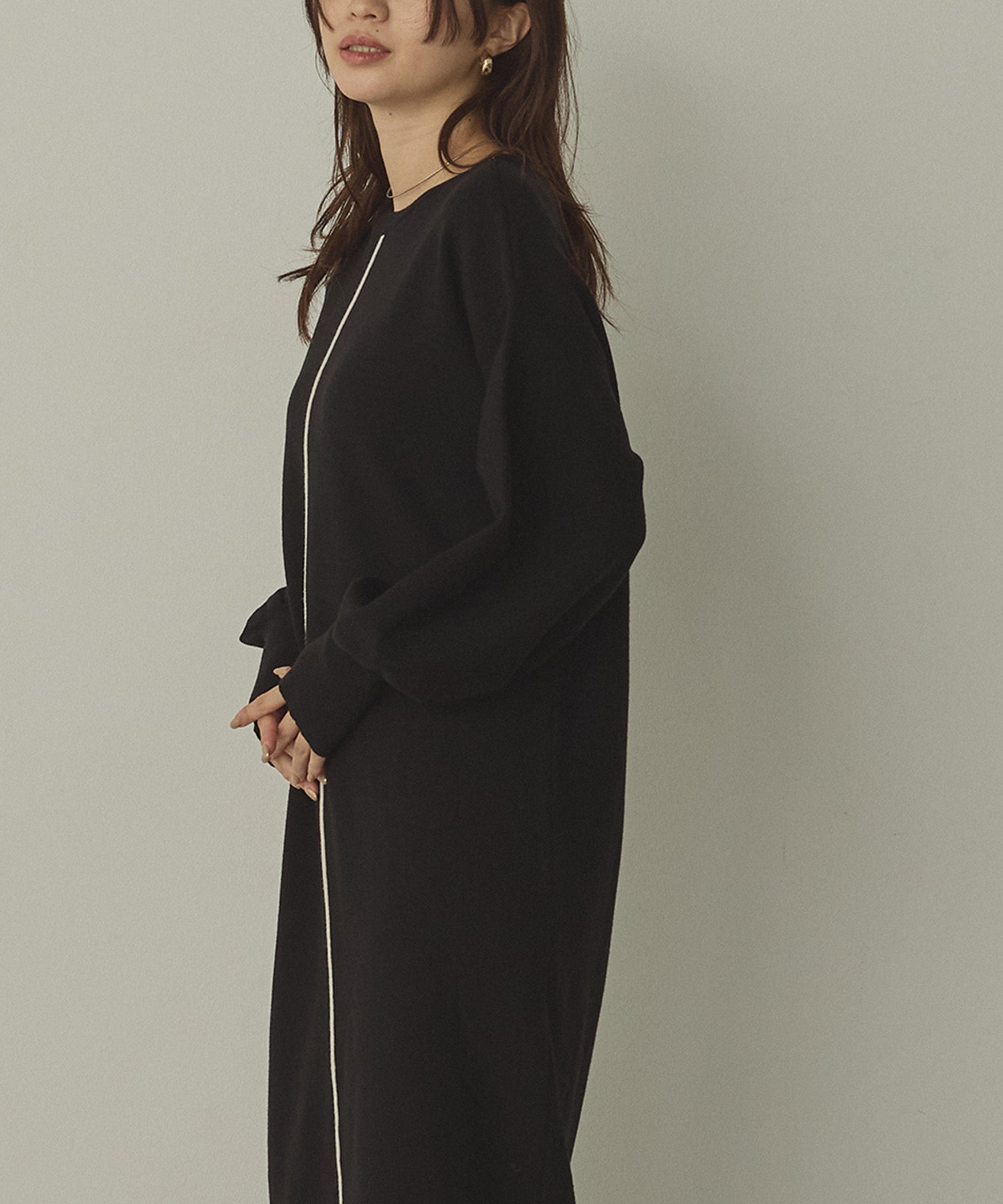 静電気防止】やわもちヤーン ぽわん袖ワンピース