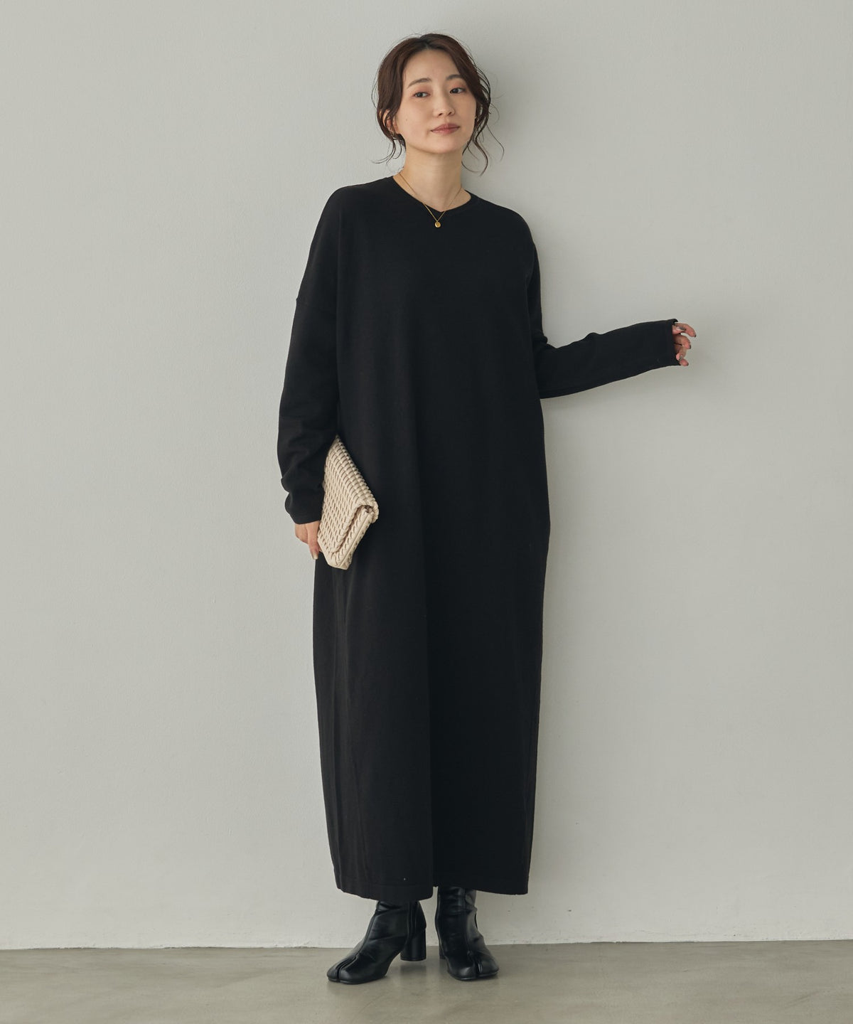 [ANTI-STATIC] YAWAMOCHI YARN OVER-DOLMAN KNIT DRESS
