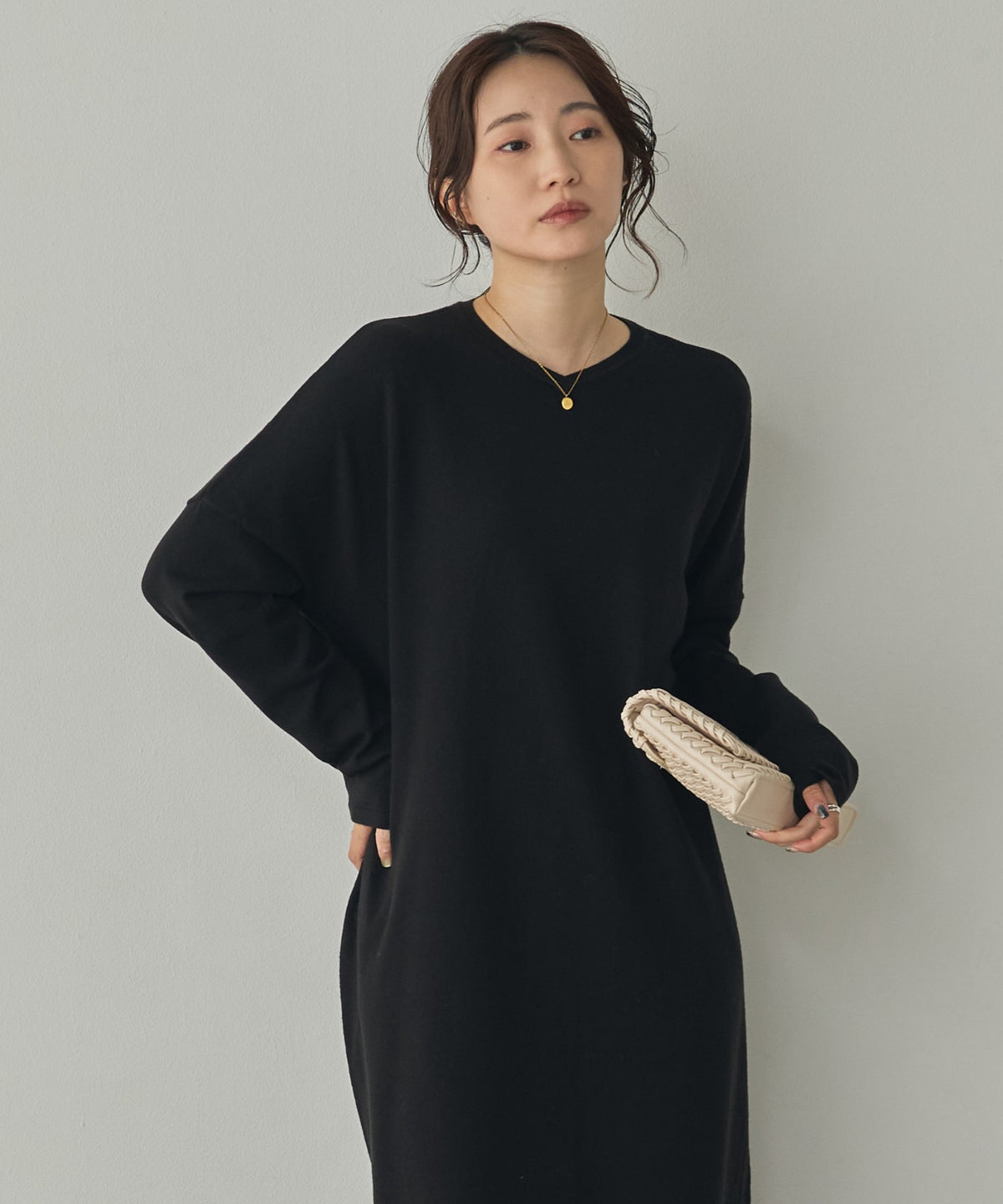 [ANTI-STATIC] YAWAMOCHI YARN OVER-DOLMAN KNIT DRESS
