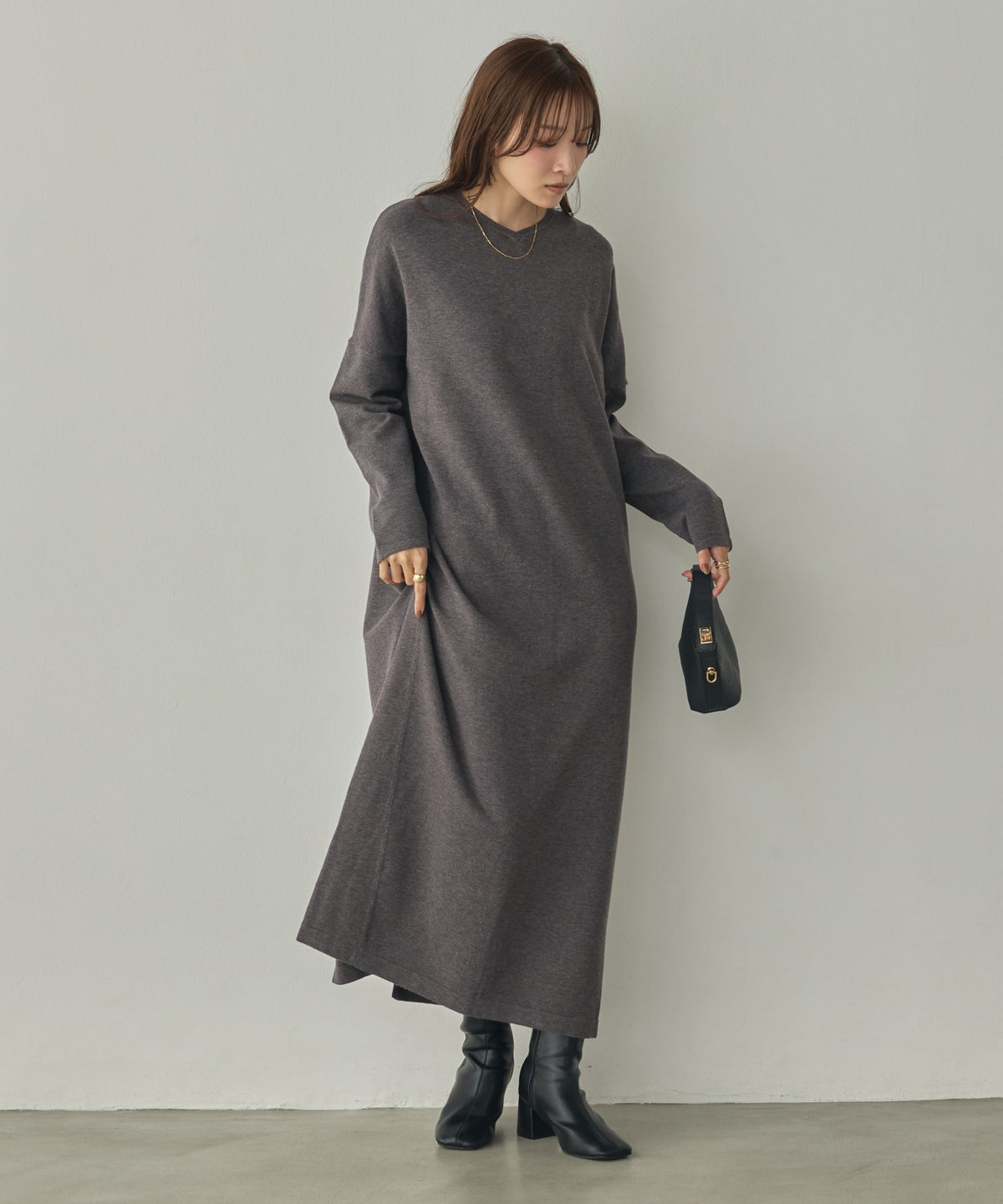 [ANTI-STATIC] YAWAMOCHI YARN OVER-DOLMAN KNIT DRESS