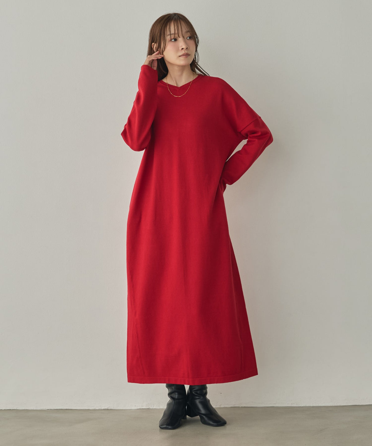 [ANTI-STATIC] YAWAMOCHI YARN OVER-DOLMAN KNIT DRESS