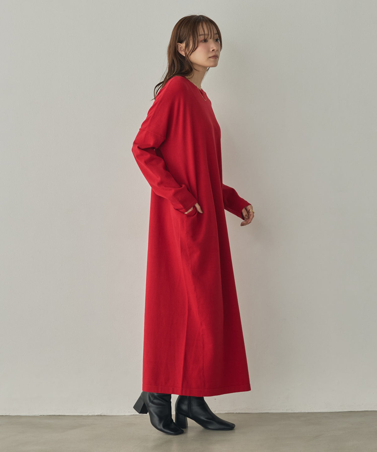 [ANTI-STATIC] YAWAMOCHI YARN OVER-DOLMAN KNIT DRESS