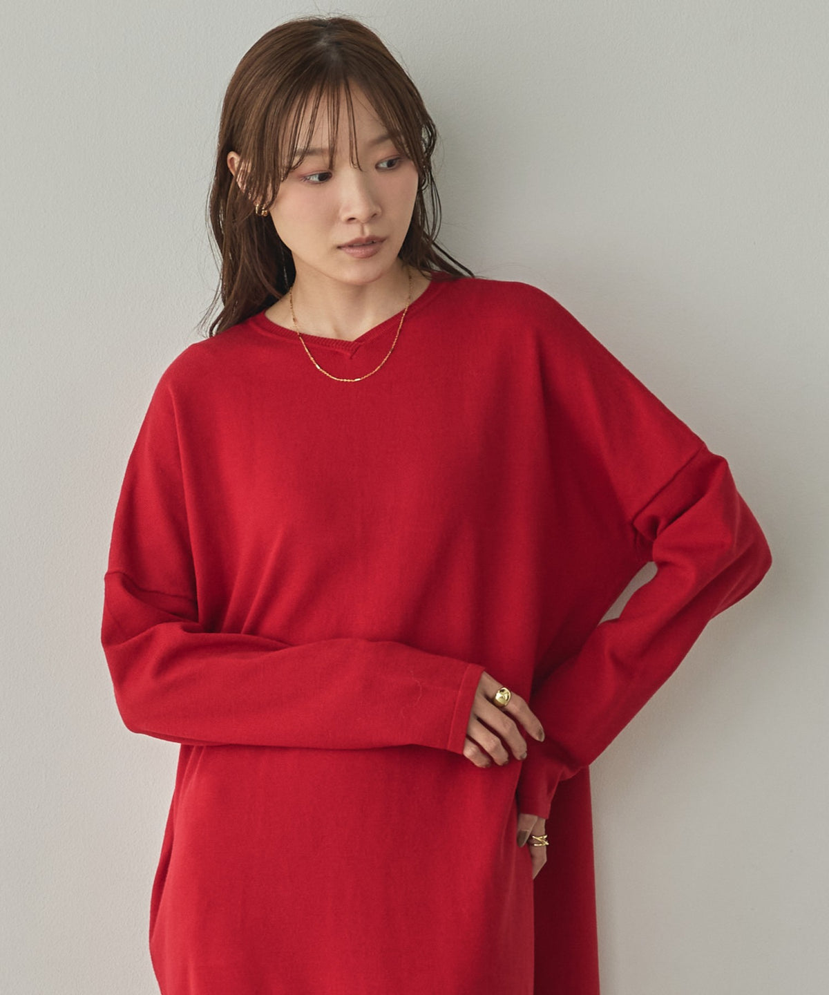 [ANTI-STATIC] YAWAMOCHI YARN OVER-DOLMAN KNIT DRESS