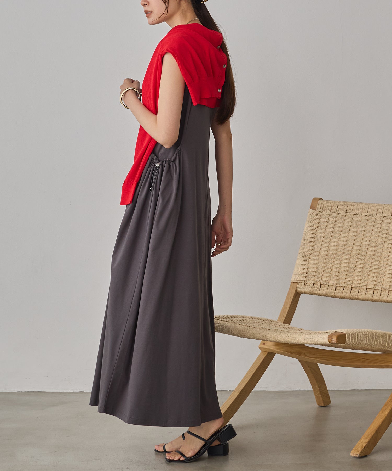 COMPACT SMOOTH DRAWSTRING DESIGN DRESS