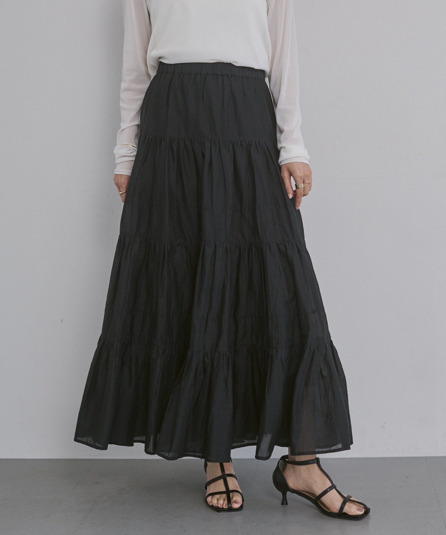 COTTON VOILE TIERED SKIRT