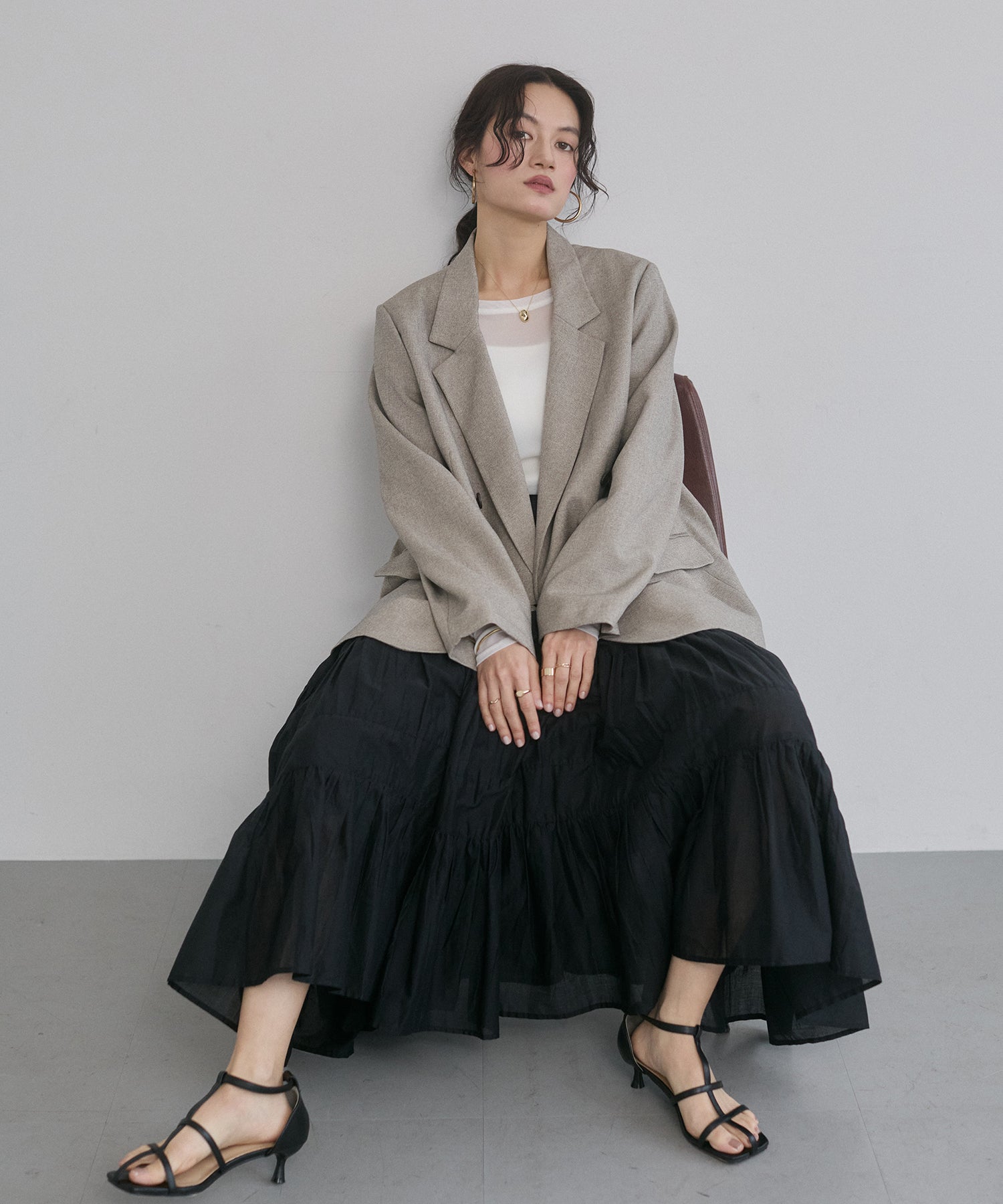 COTTON VOILE TIERED SKIRT