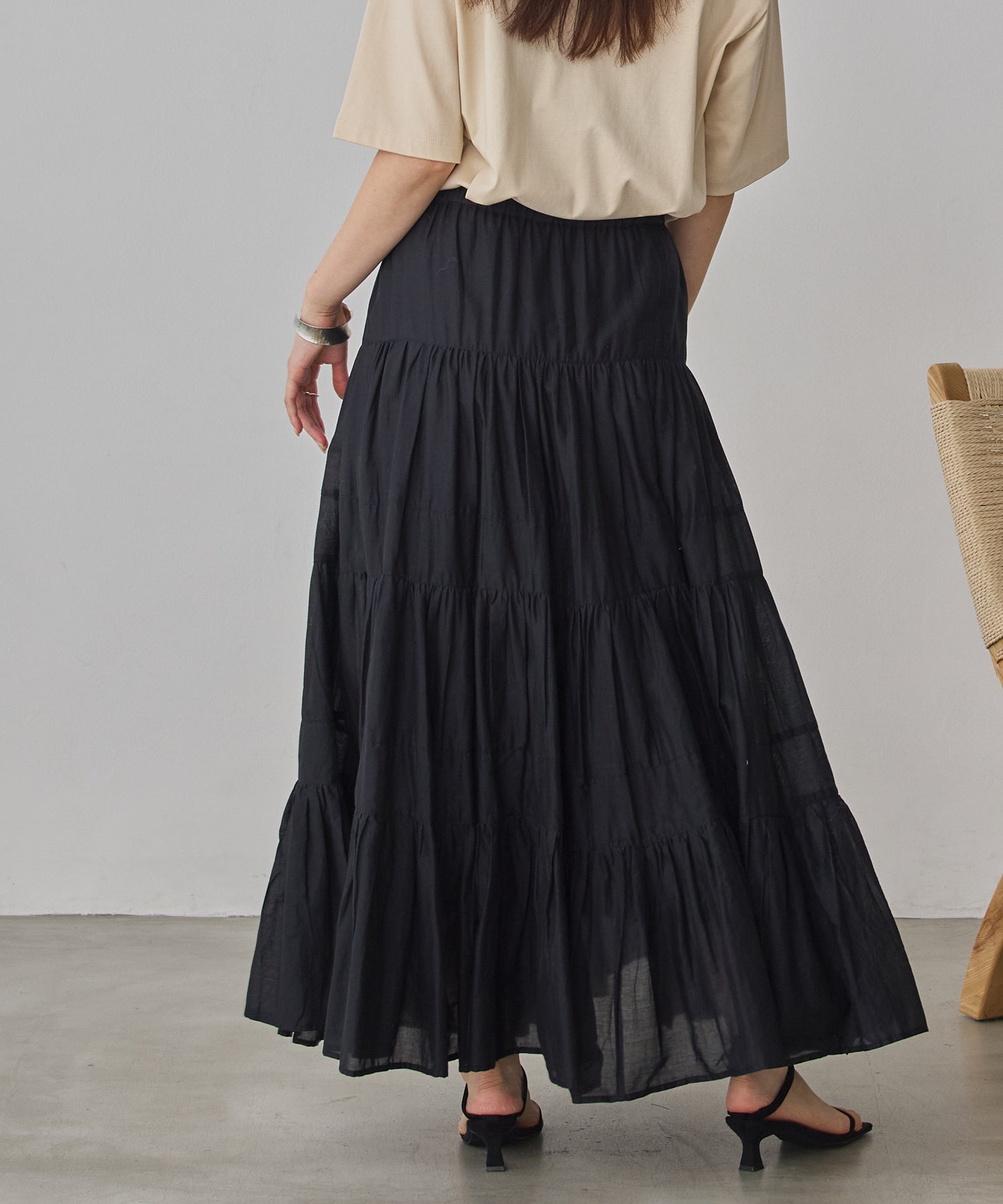 COTTON VOILE TIERED SKIRT