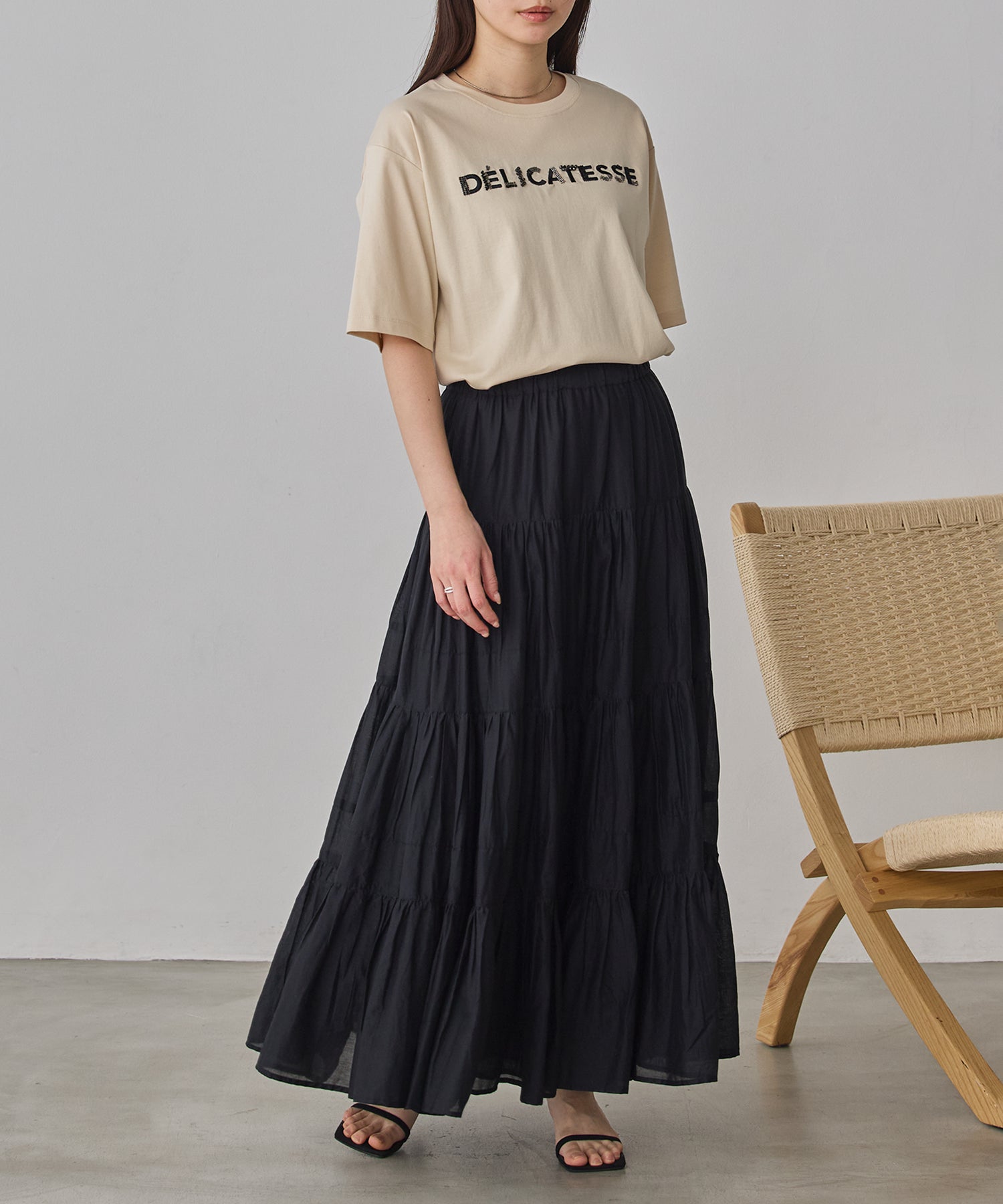 COTTON VOILE TIERED SKIRT