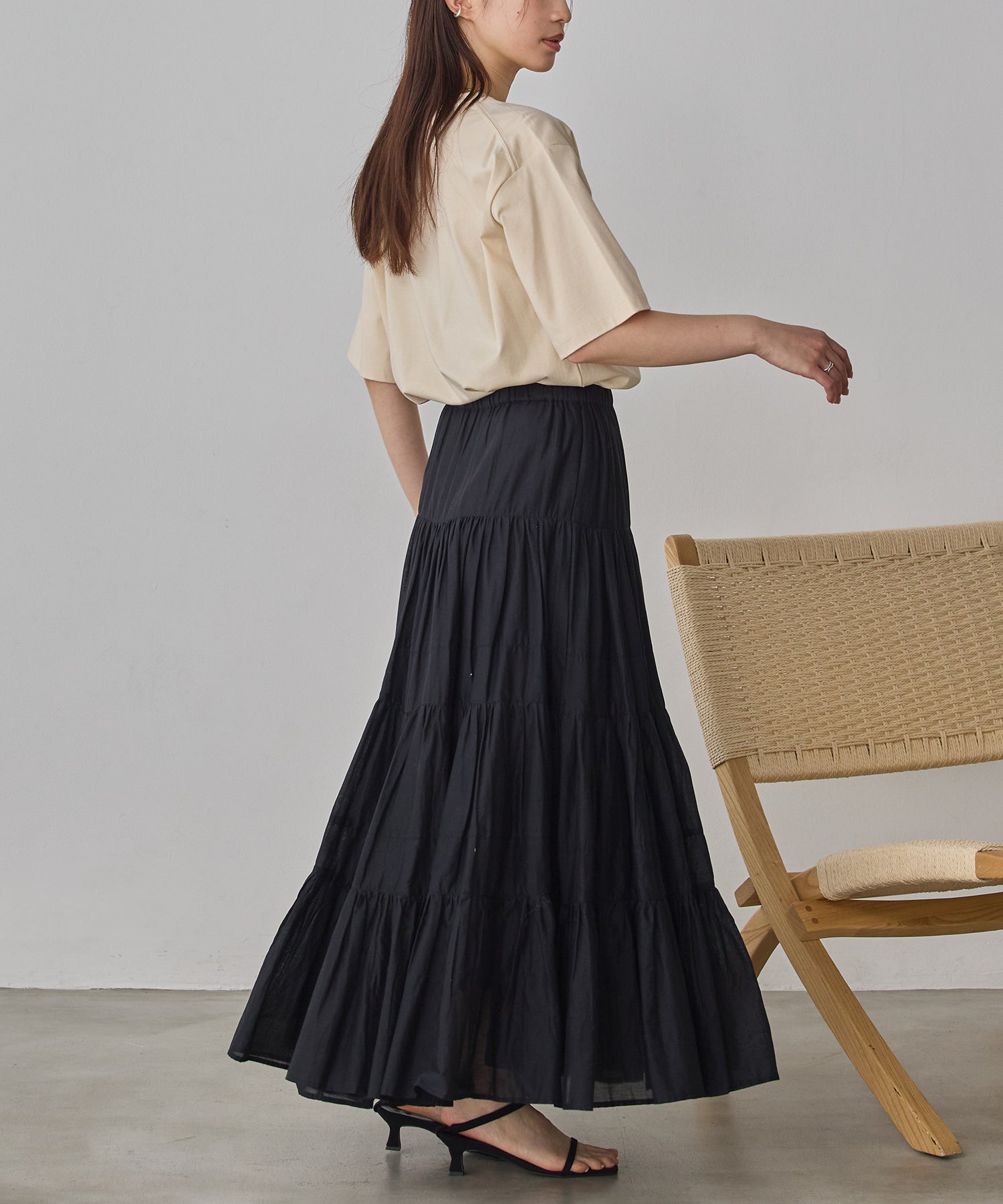 COTTON VOILE TIERED SKIRT