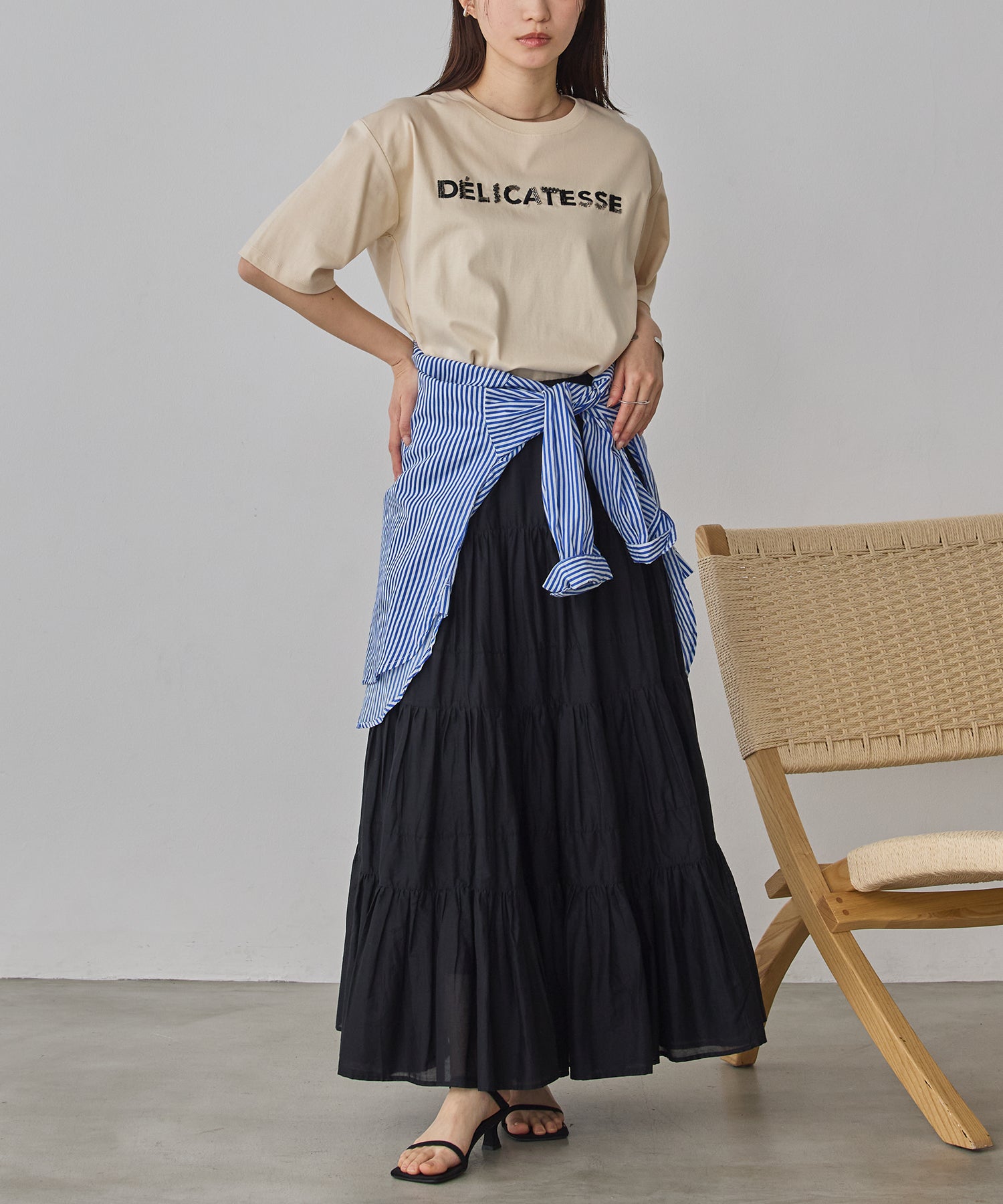 COTTON VOILE TIERED SKIRT