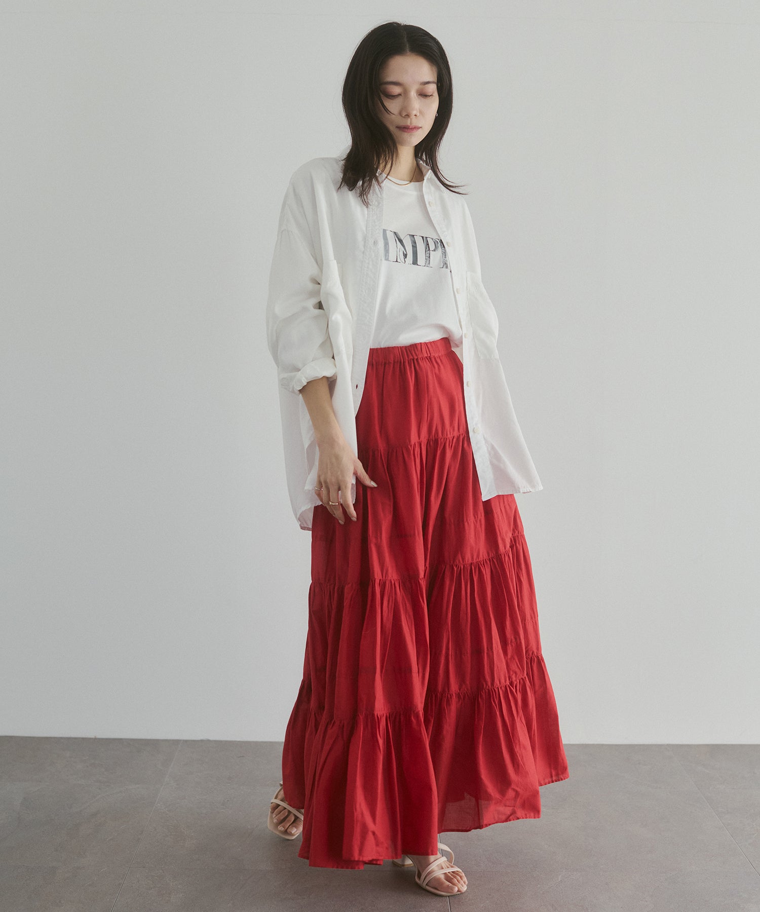 COTTON VOILE TIERED SKIRT