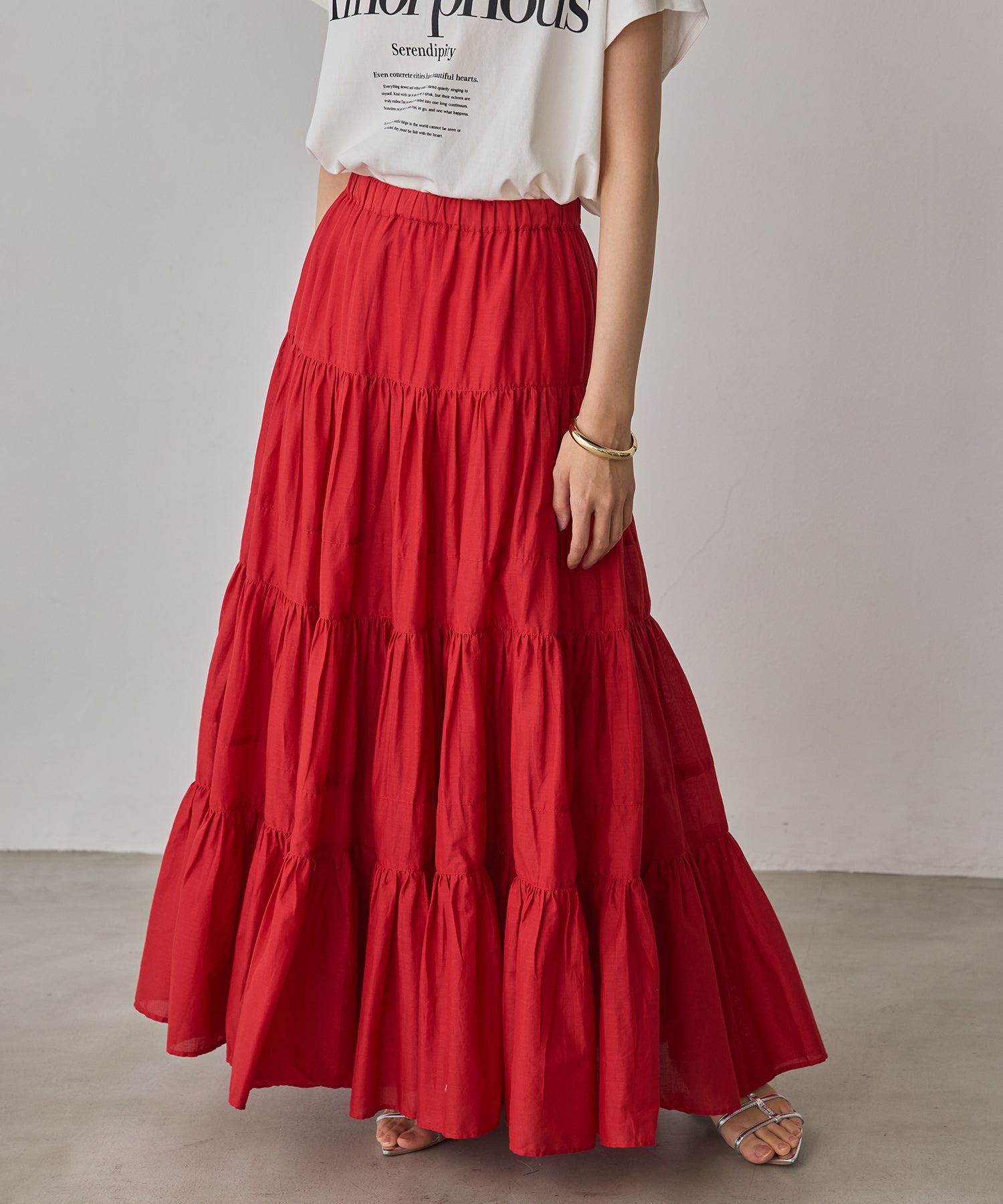COTTON VOILE TIERED SKIRT