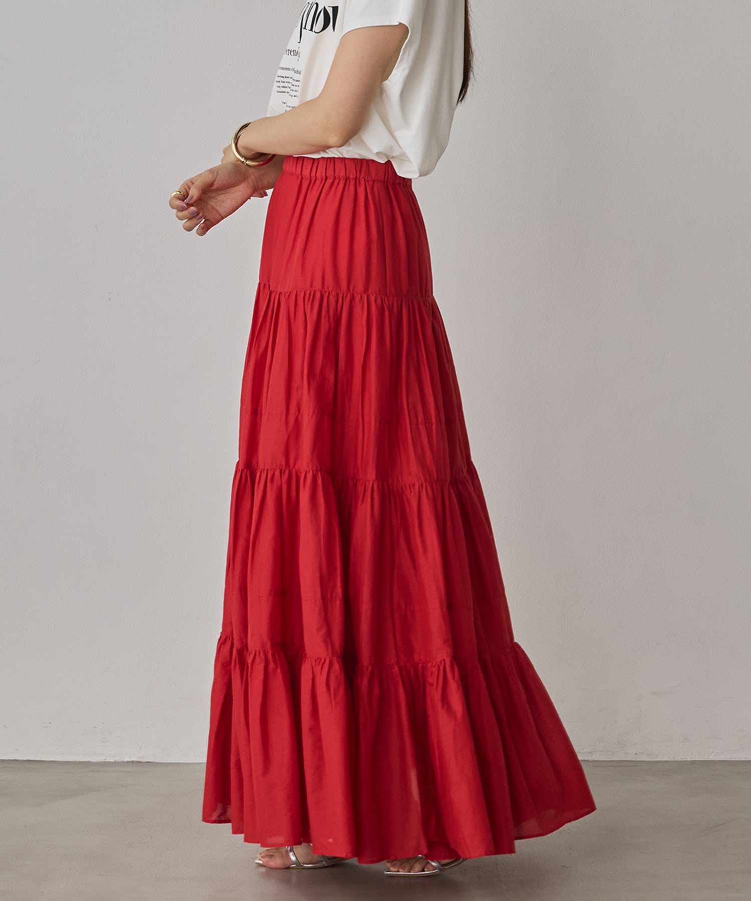 COTTON VOILE TIERED SKIRT