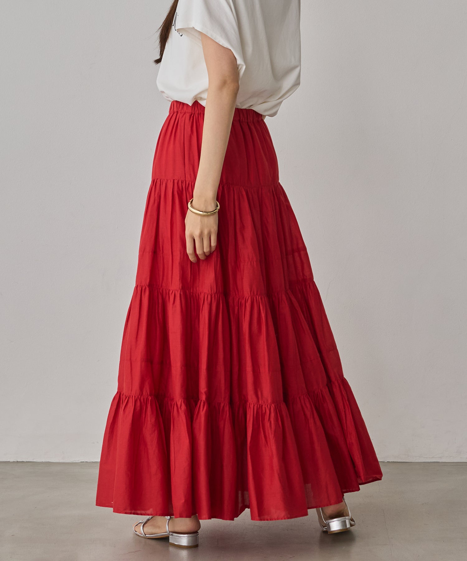 COTTON VOILE TIERED SKIRT