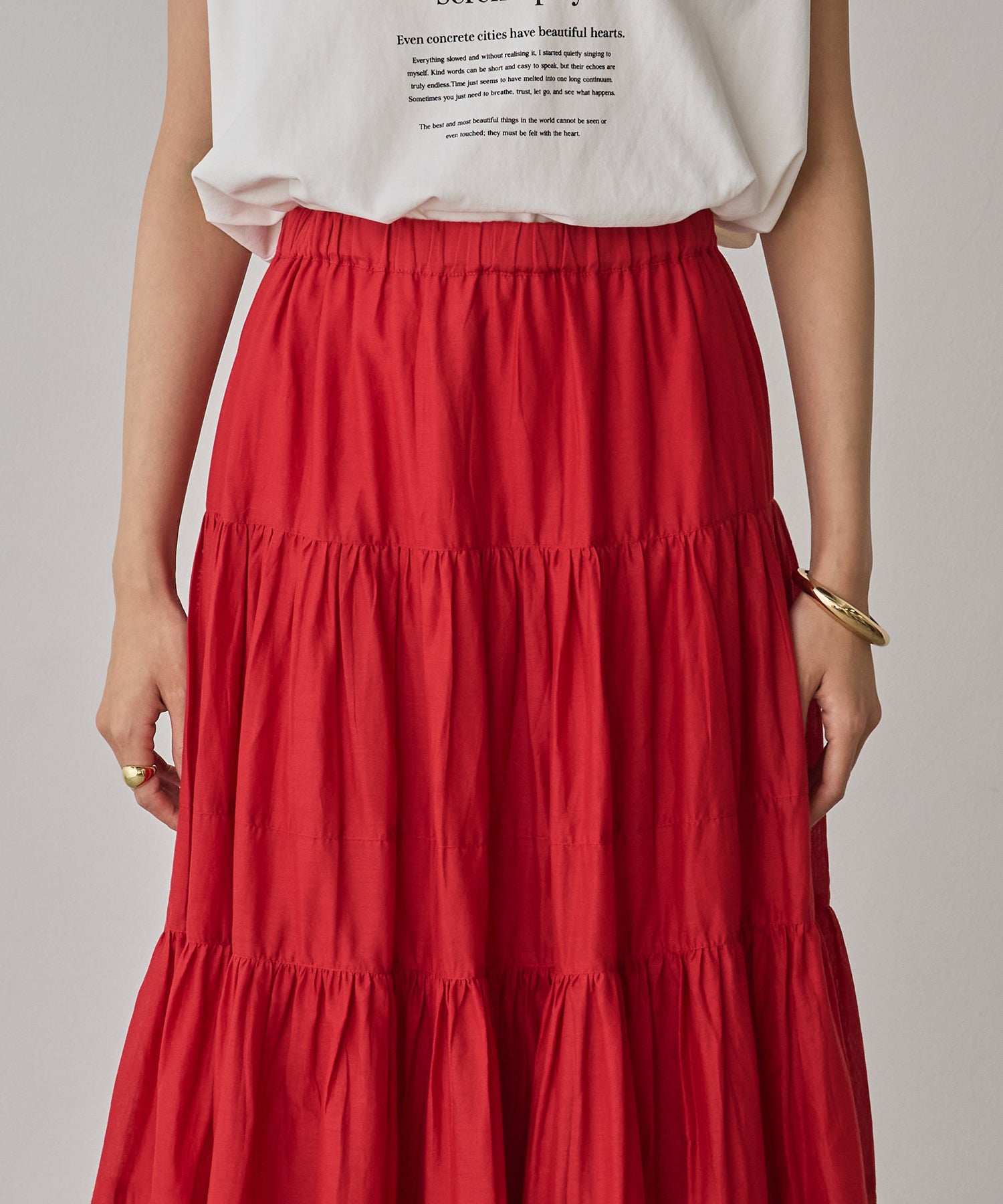 COTTON VOILE TIERED SKIRT
