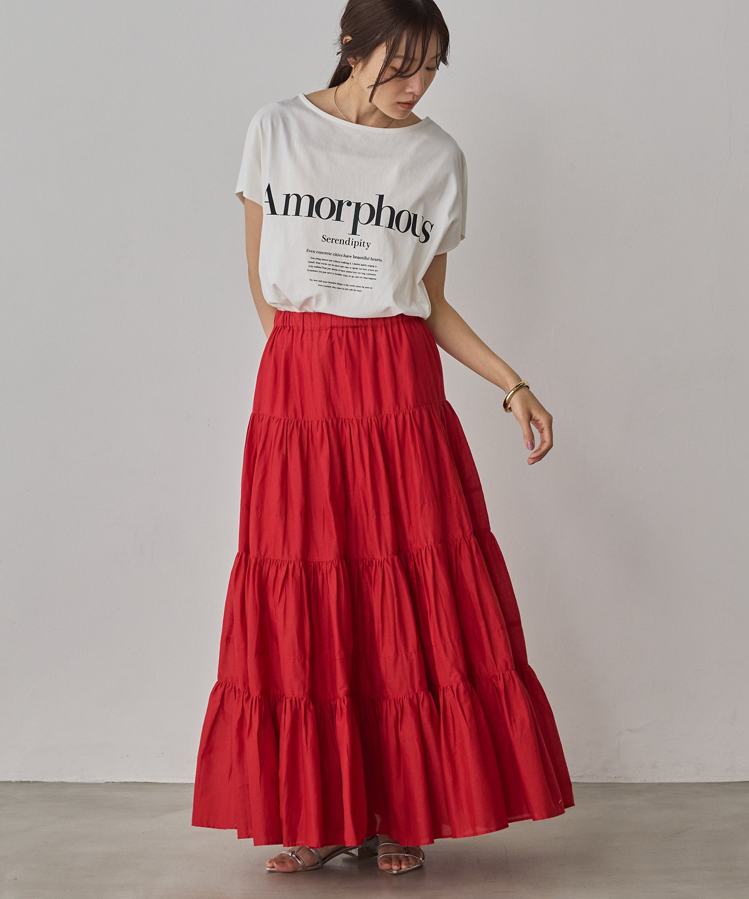 COTTON VOILE TIERED SKIRT