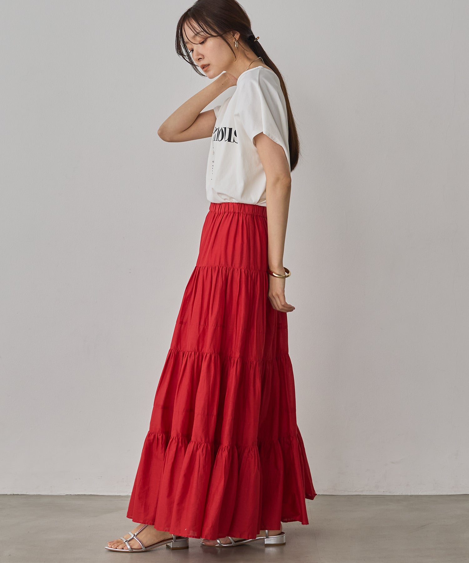 COTTON VOILE TIERED SKIRT
