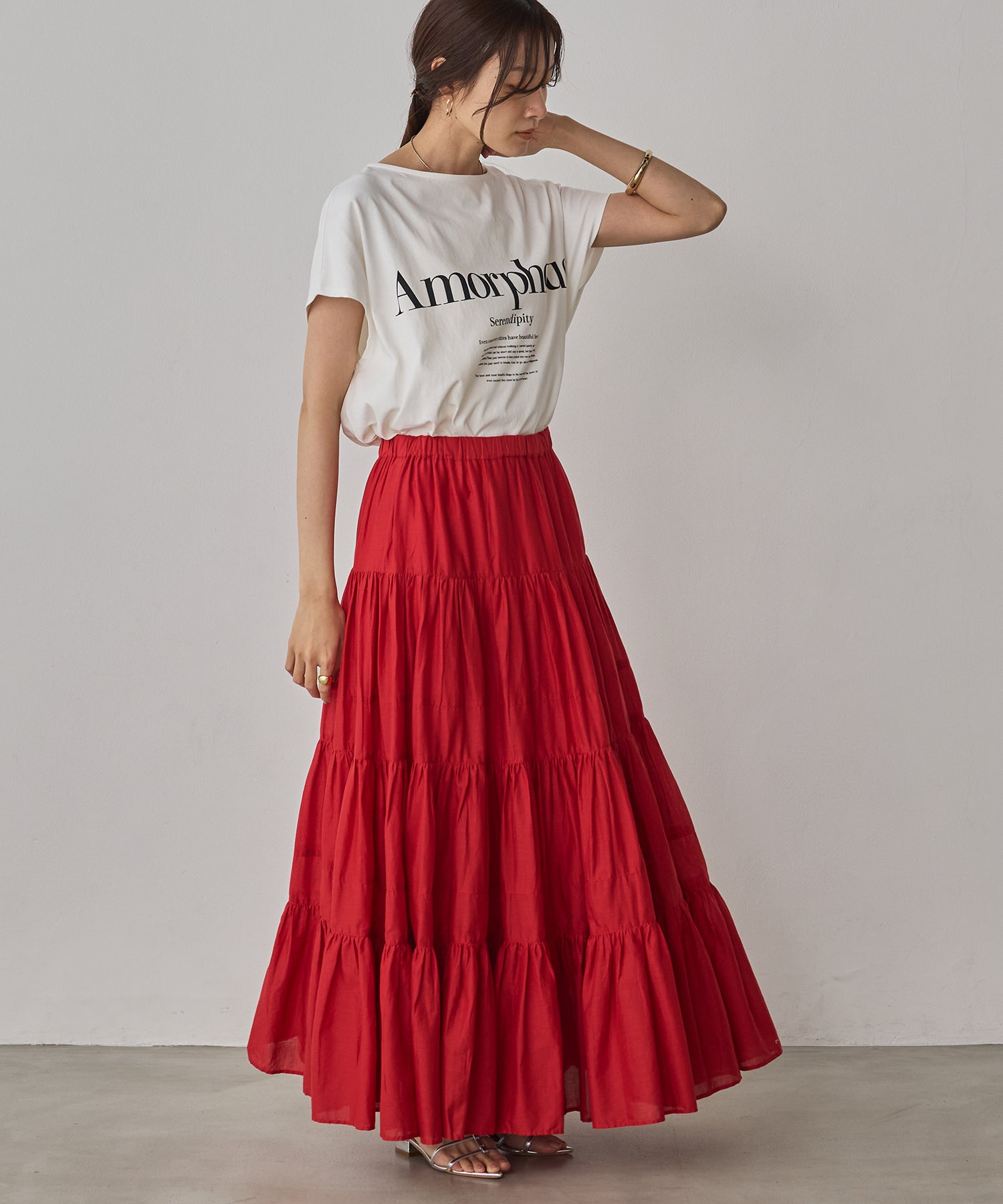 COTTON VOILE TIERED SKIRT