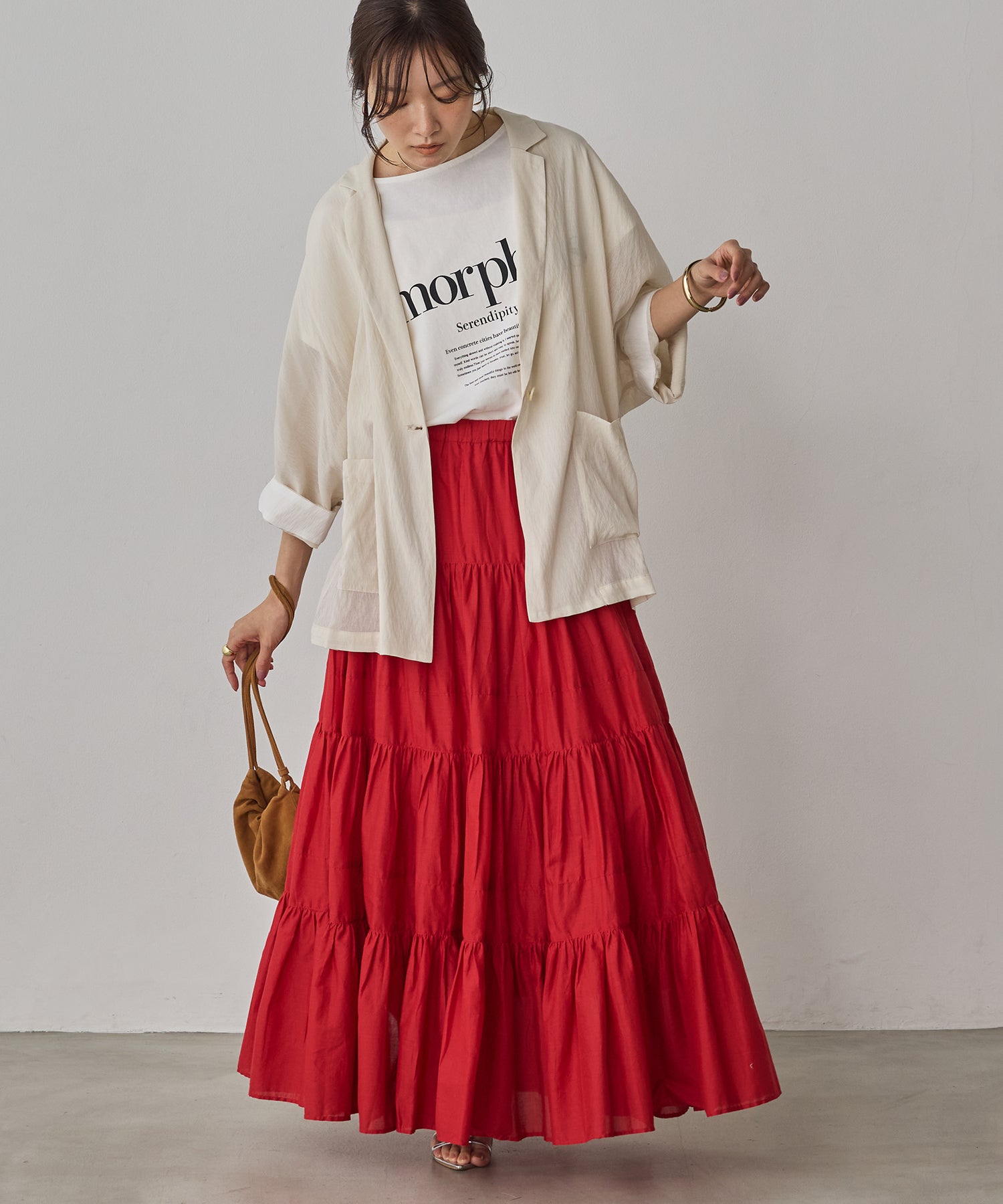 COTTON VOILE TIERED SKIRT