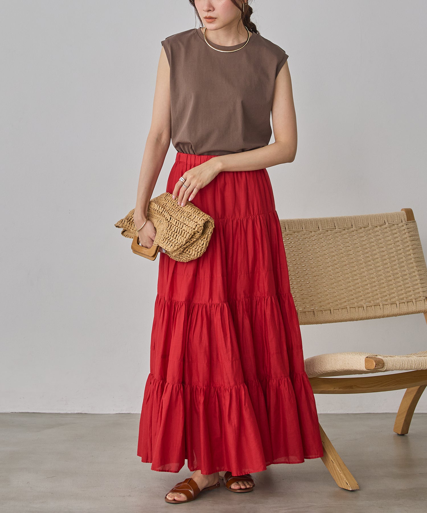 COTTON VOILE TIERED SKIRT