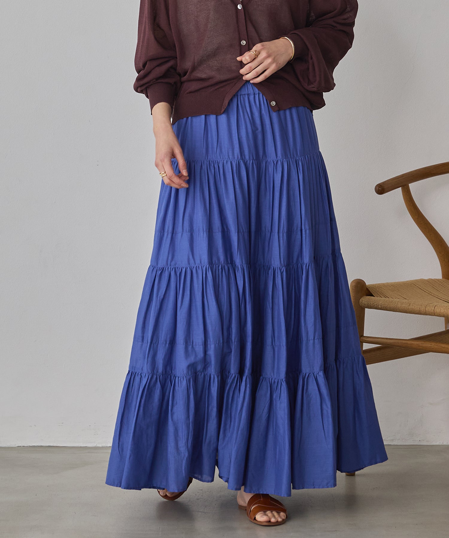 COTTON VOILE TIERED SKIRT