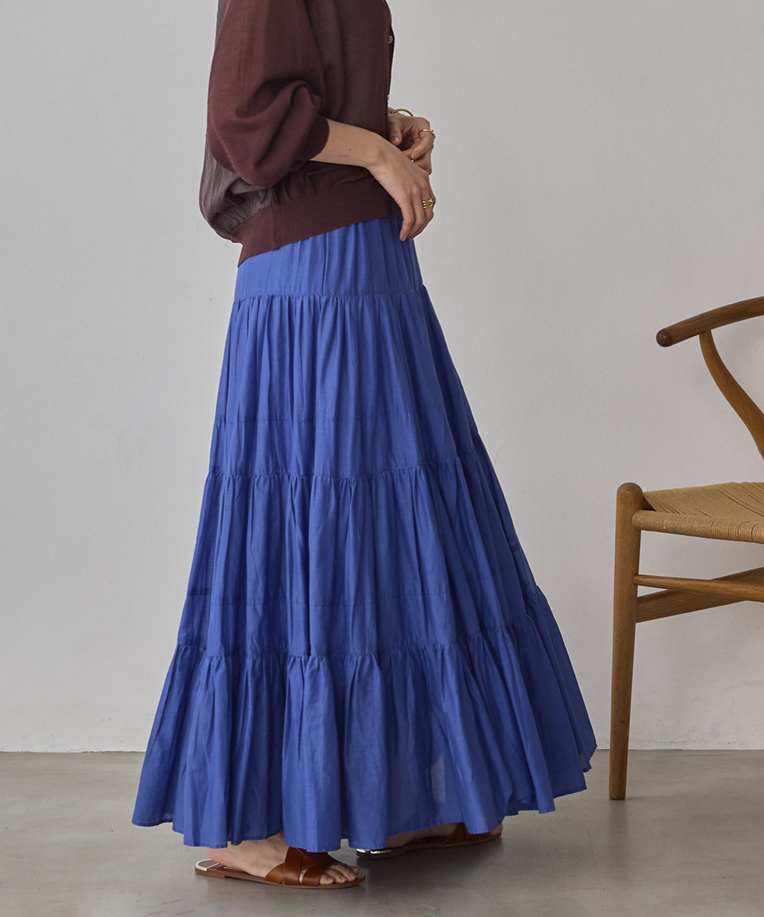 COTTON VOILE TIERED SKIRT