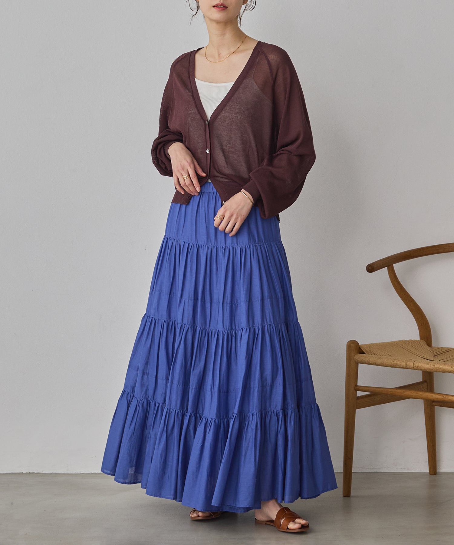 COTTON VOILE TIERED SKIRT