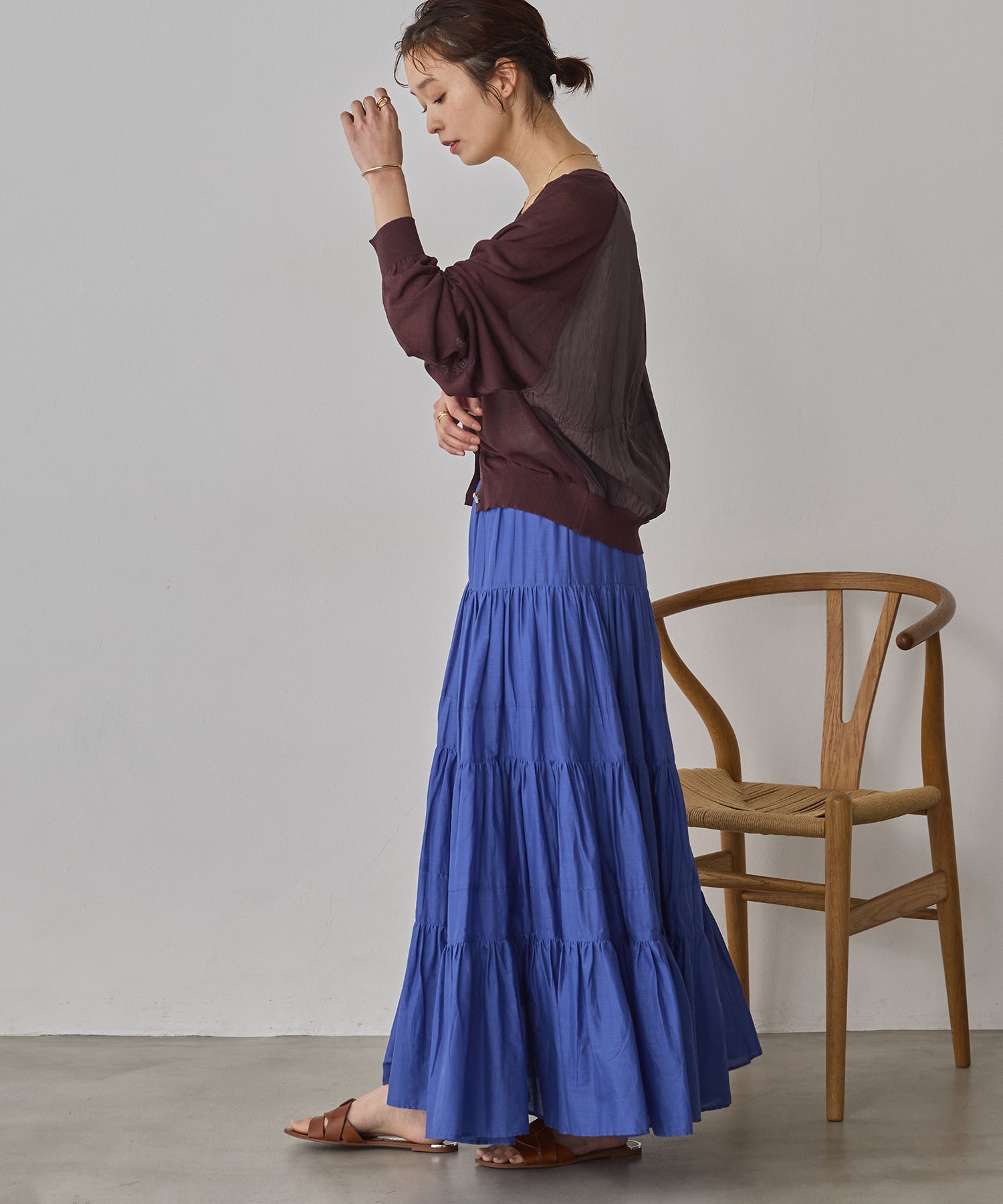 COTTON VOILE TIERED SKIRT
