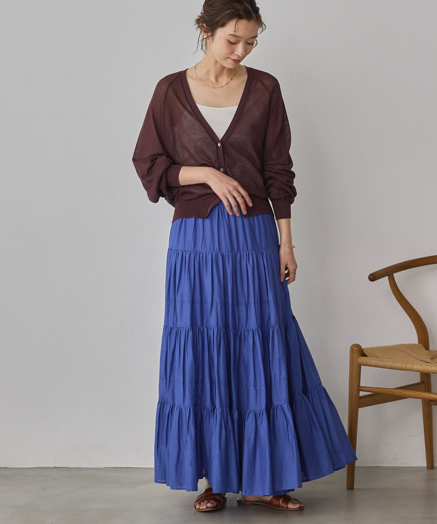 COTTON VOILE TIERED SKIRT