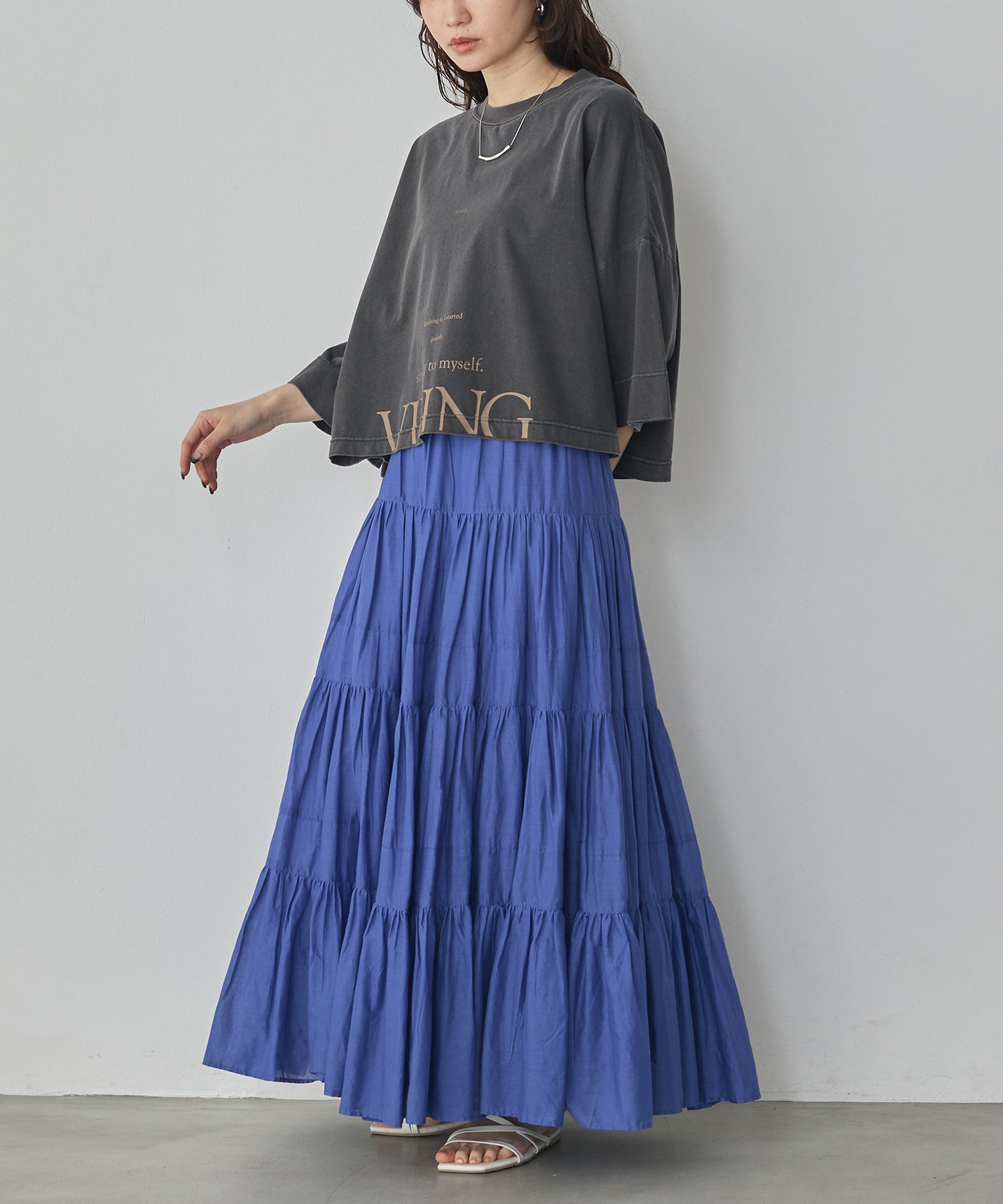COTTON VOILE TIERED SKIRT