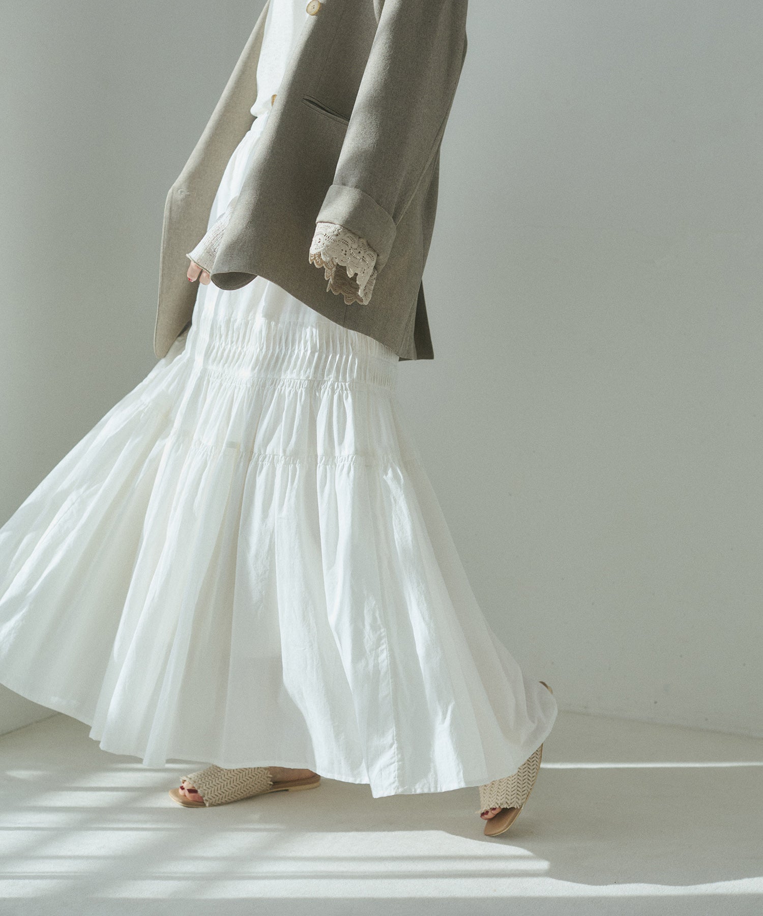 COTTON TUCK GATHER SKIRT