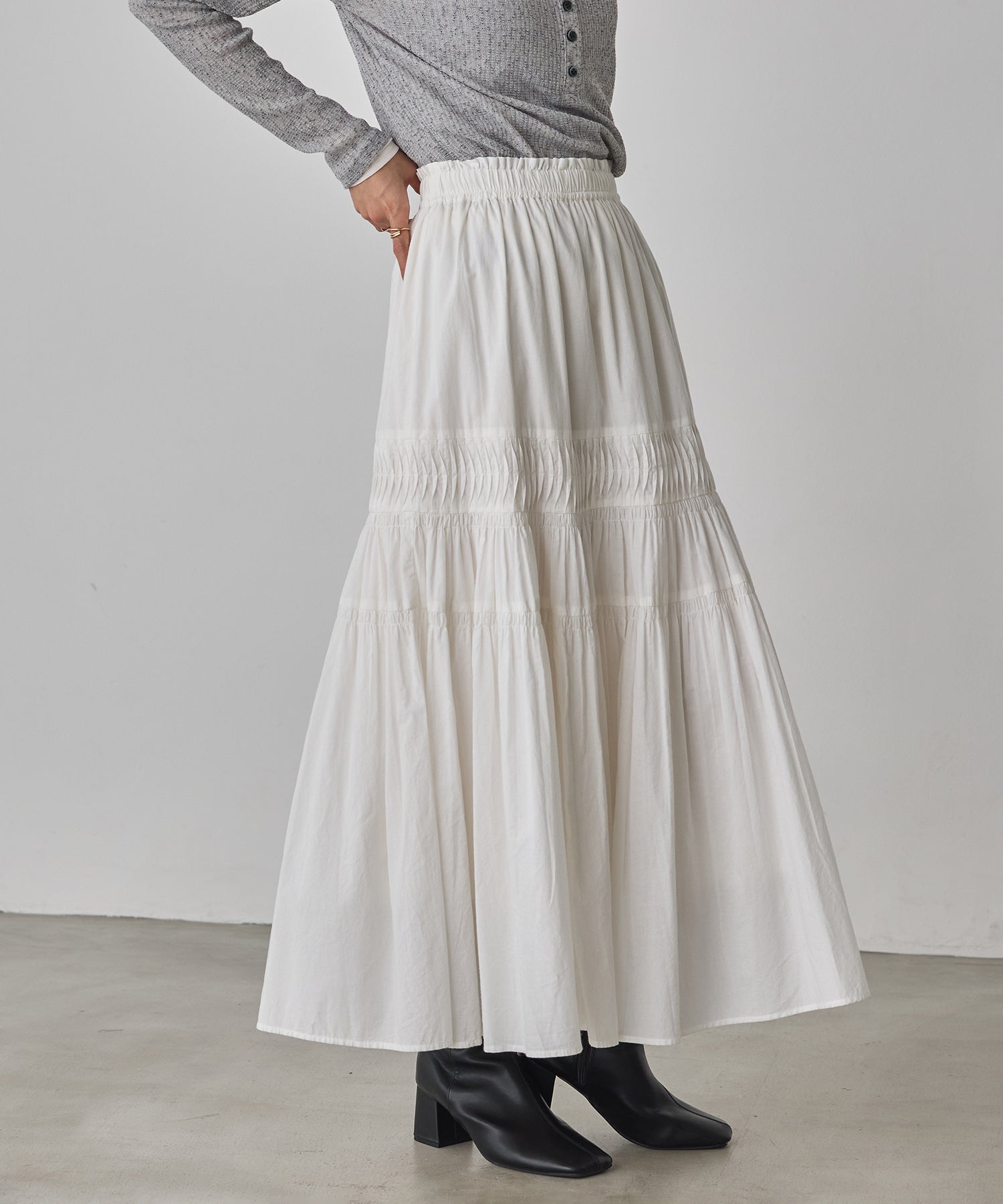 COTTON TUCK GATHER SKIRT