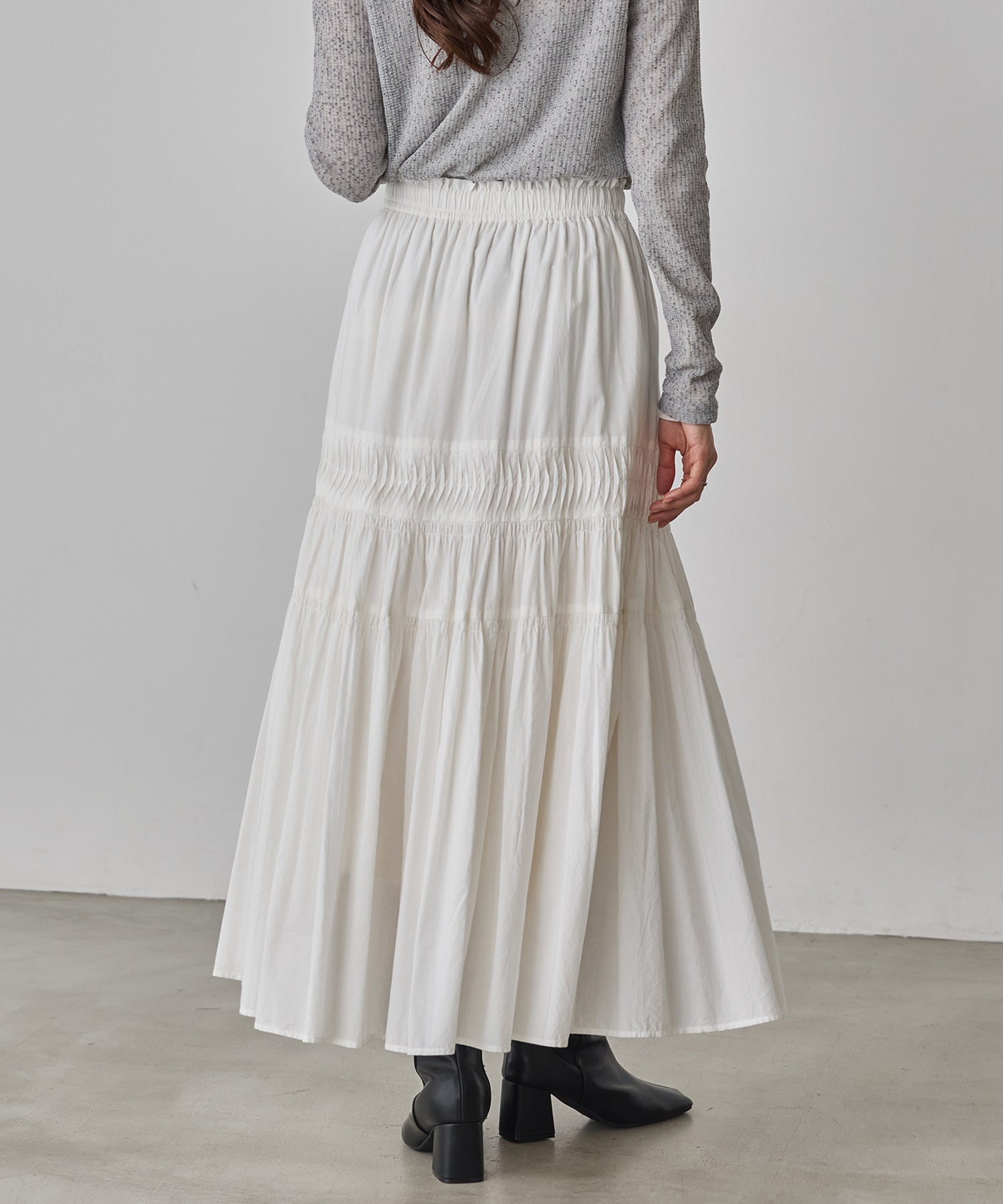 COTTON TUCK GATHER SKIRT