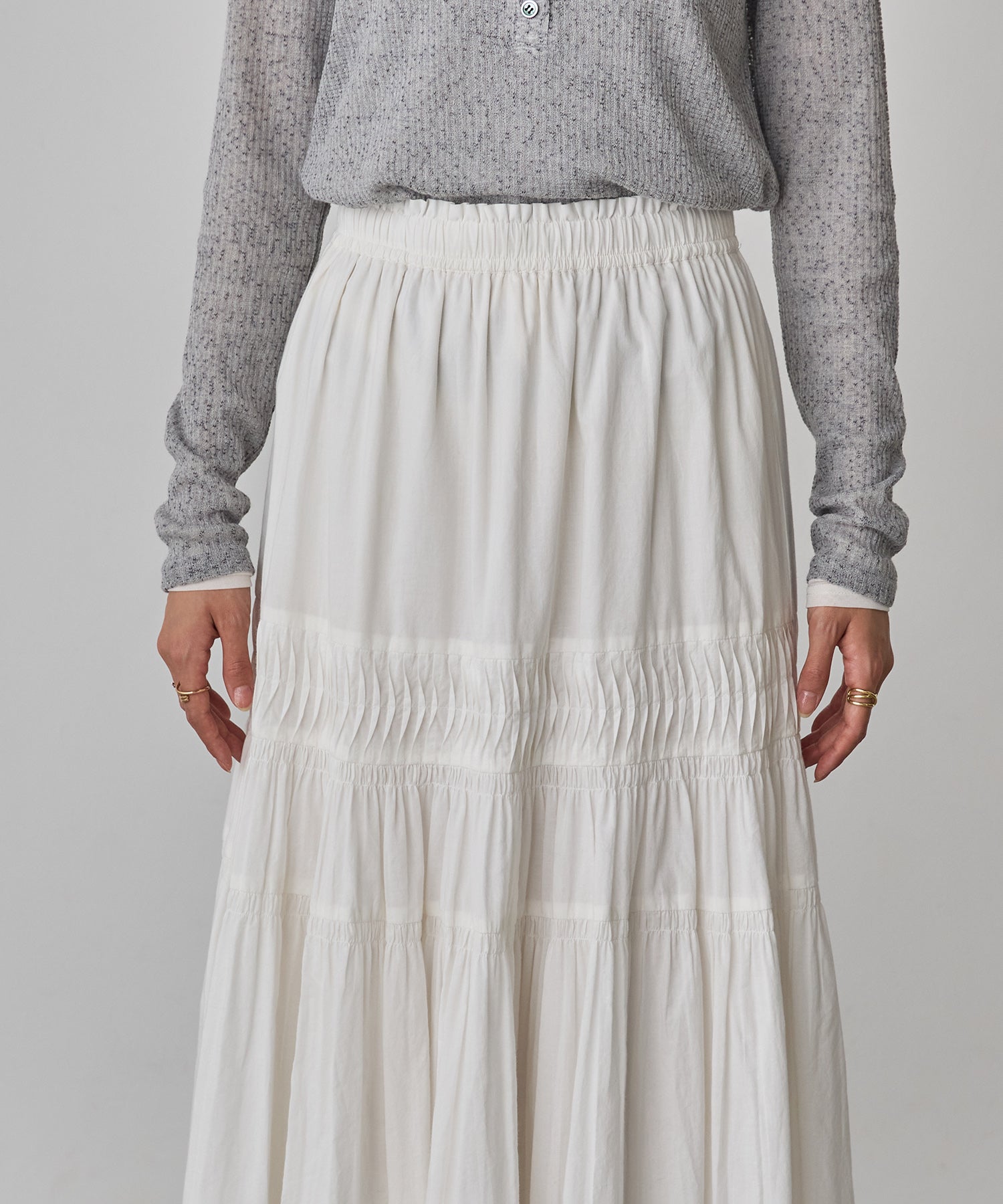 COTTON TUCK GATHER SKIRT