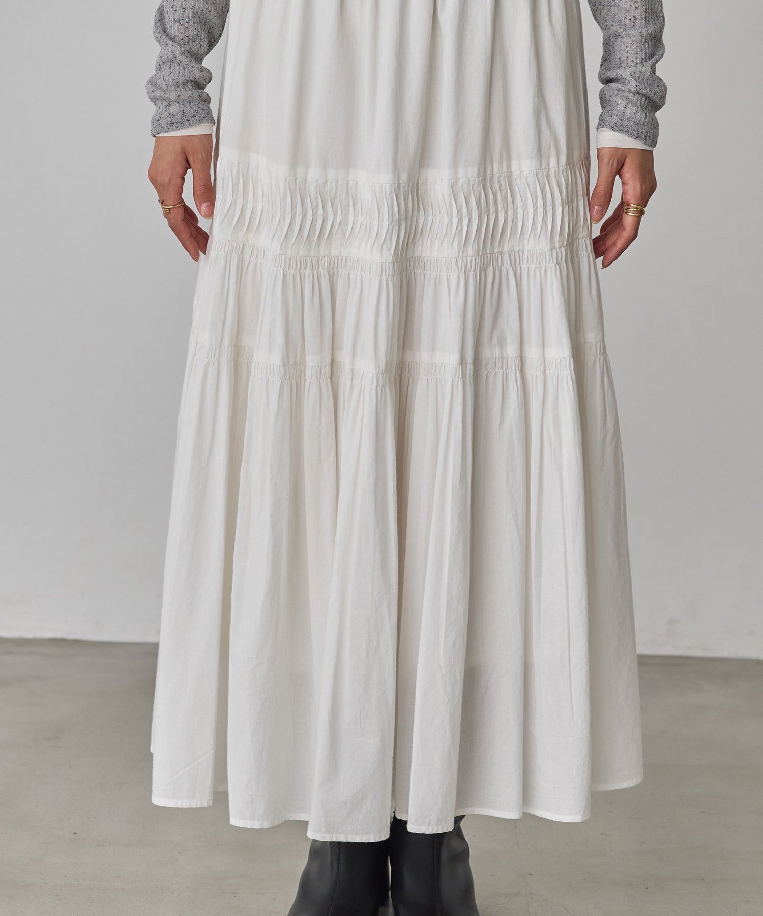 COTTON TUCK GATHER SKIRT