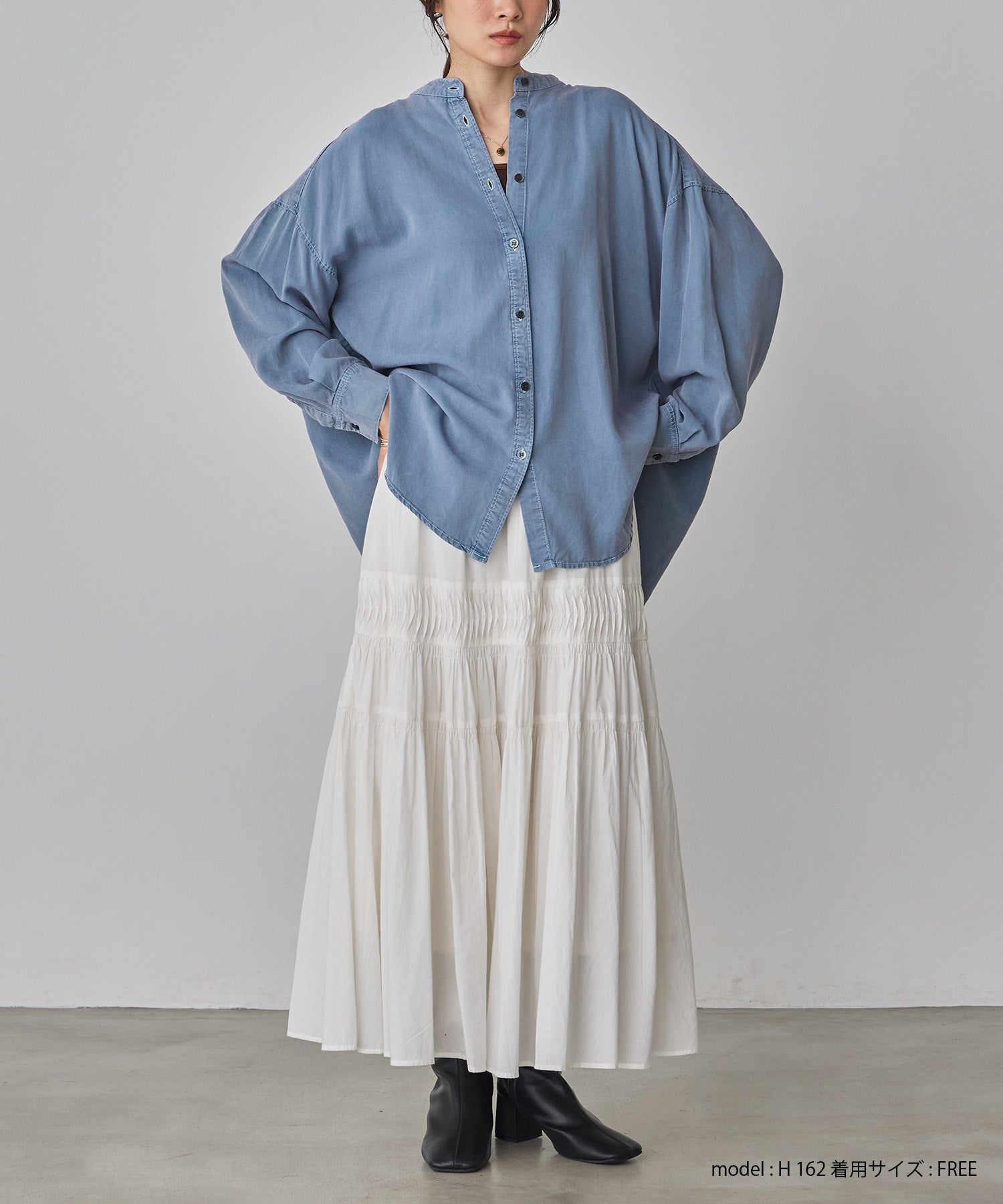 COTTON TUCK GATHER SKIRT