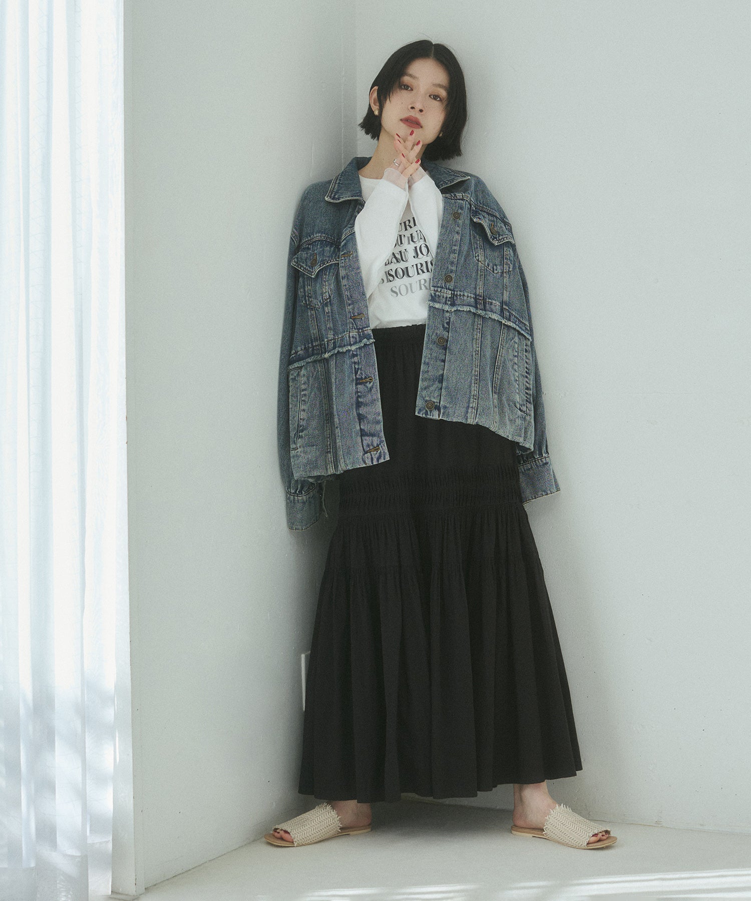 COTTON TUCK GATHER SKIRT