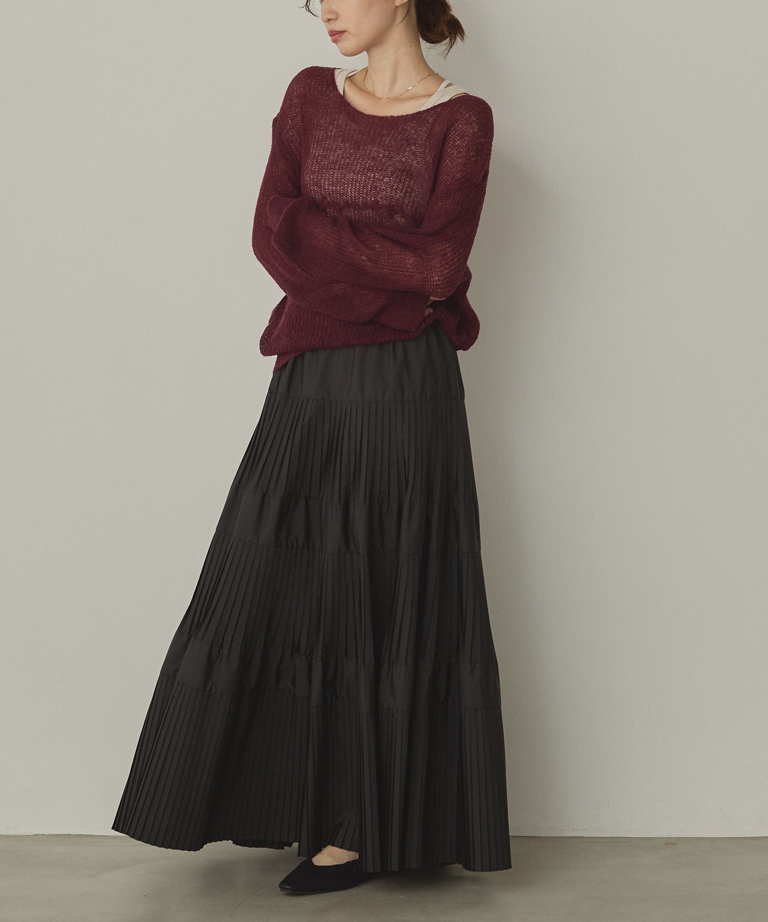 プリーツティアードスカート