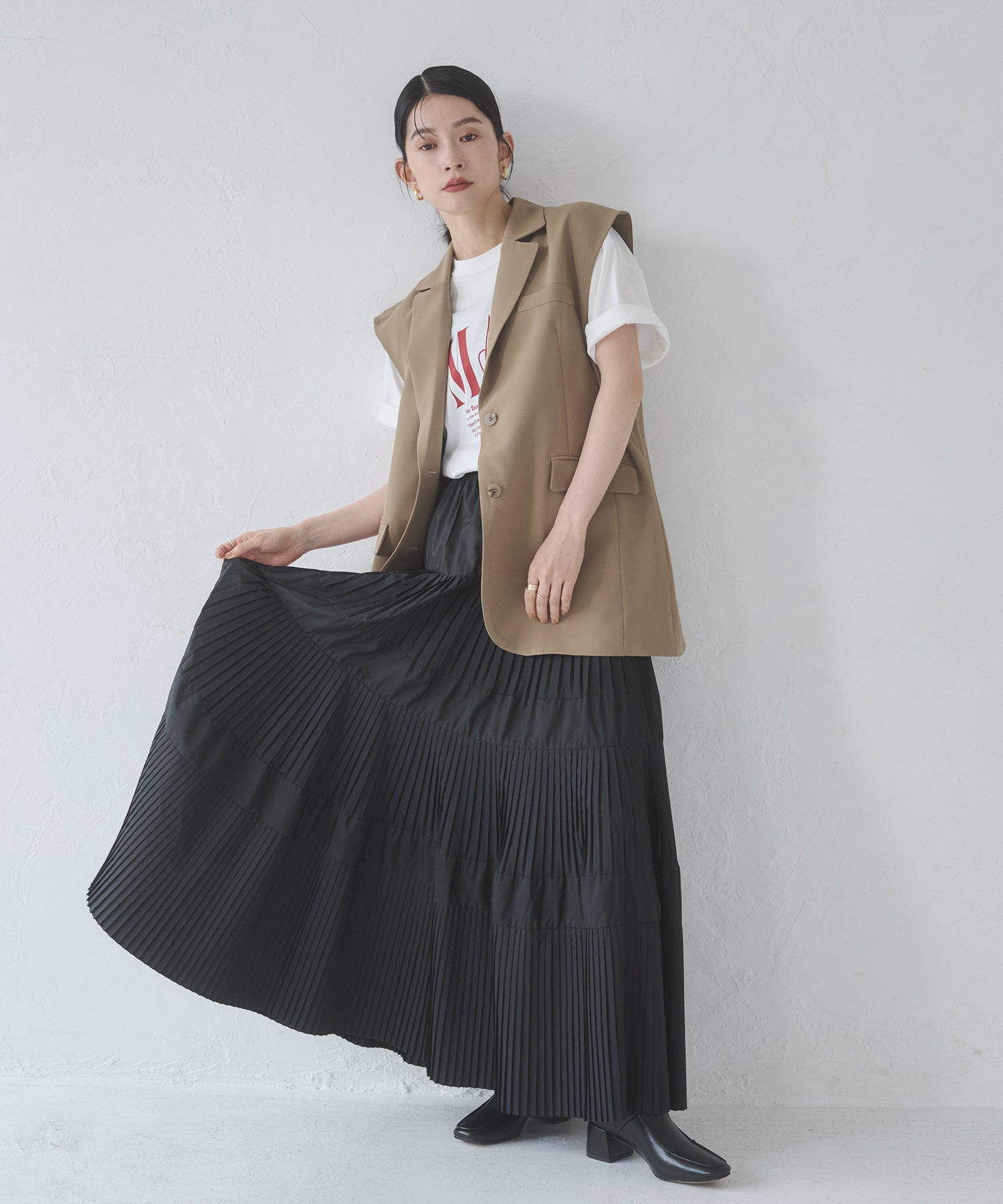 プリーツティアードスカート