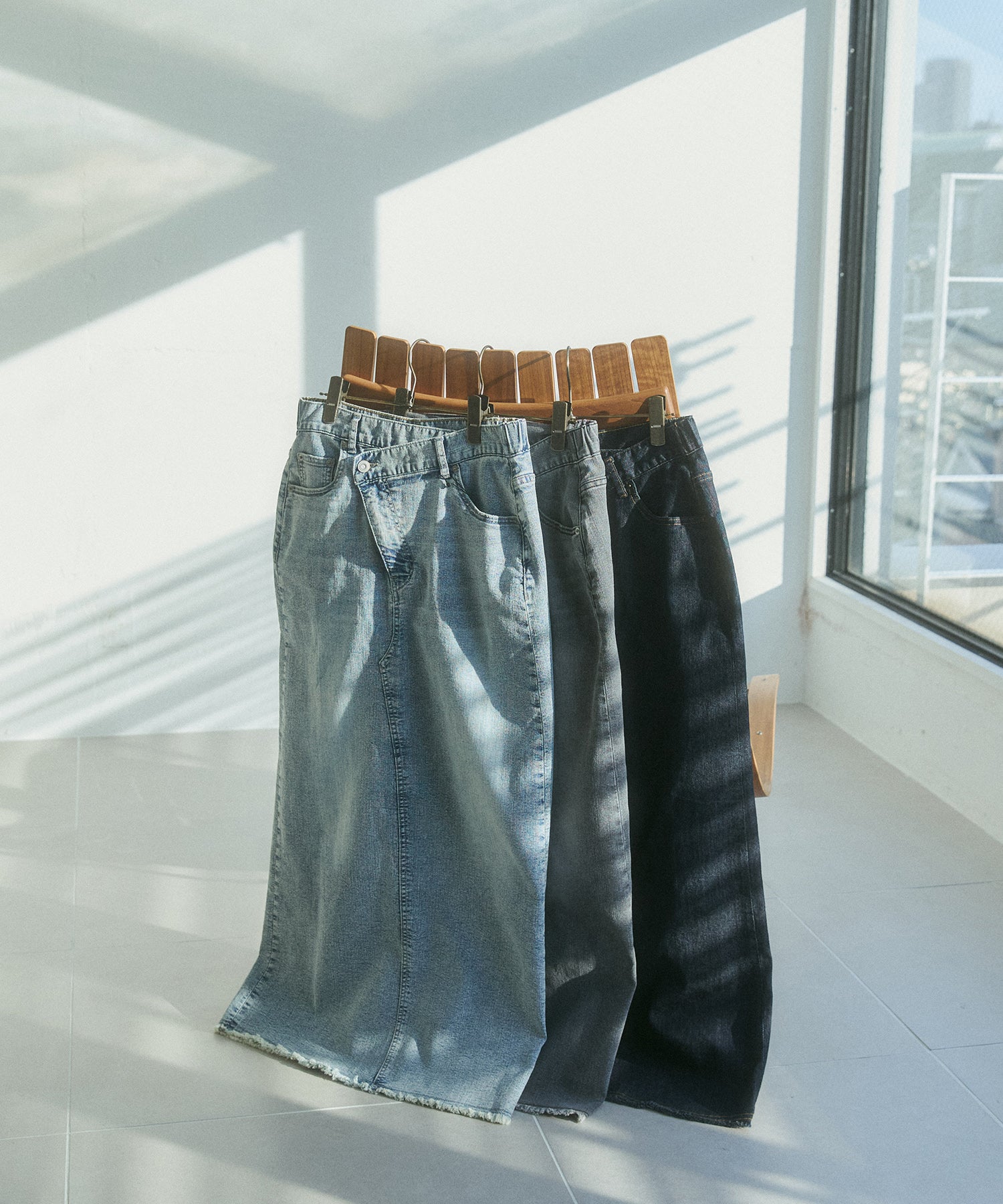 デニム ラップデザイン タイトスカート