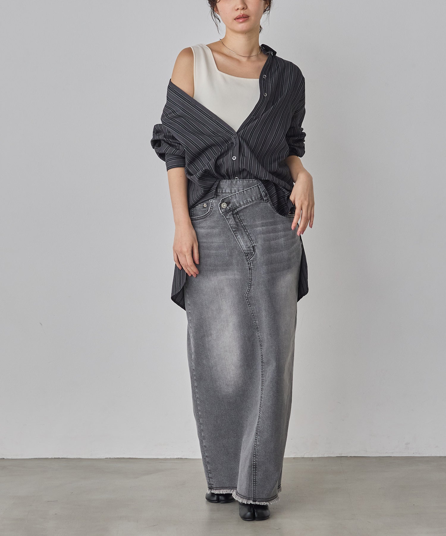 デニム ラップデザイン タイトスカート