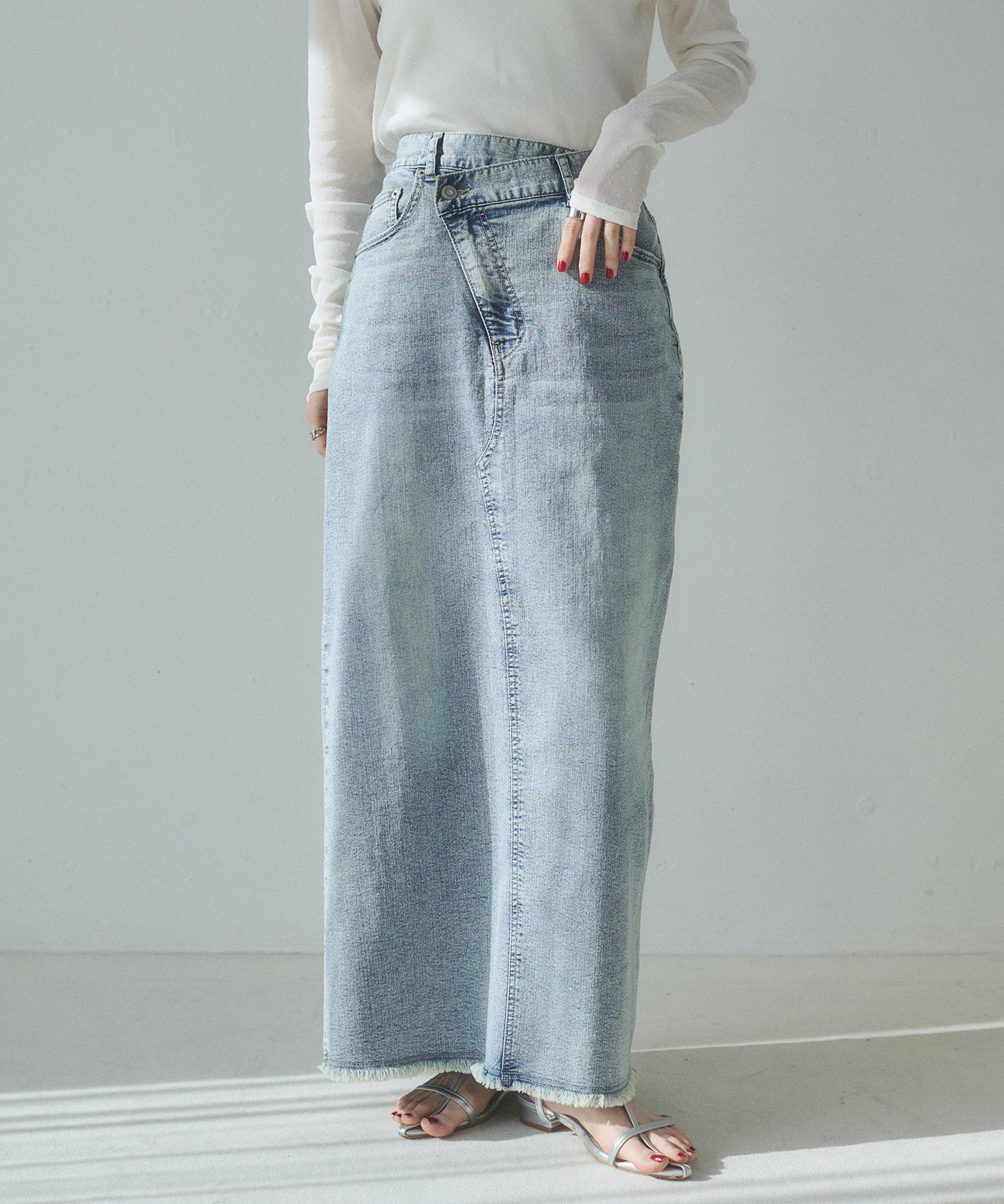 デニム ラップデザイン タイトスカート